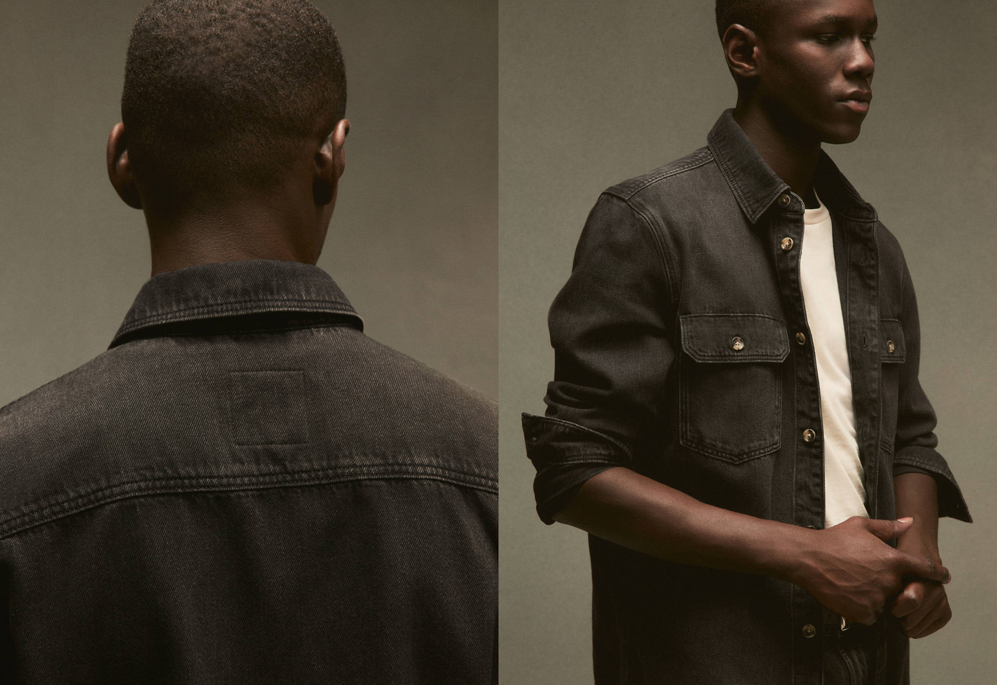 Jeans-Overshirt aus Baumwolle mit Taschen - Panoramaansicht