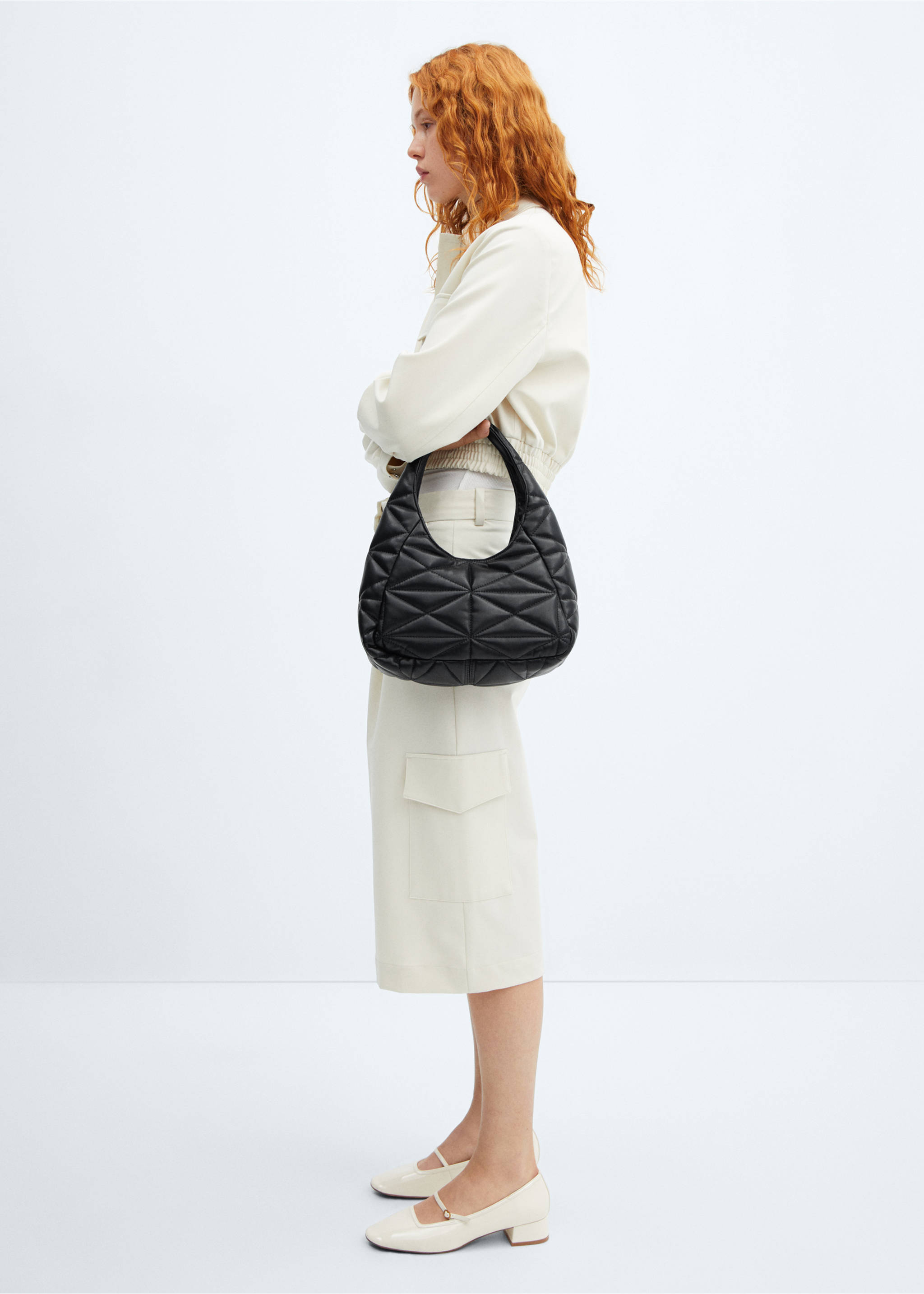 Quilted shoulder bag - General plane, Black. Ref: 57034423-00.