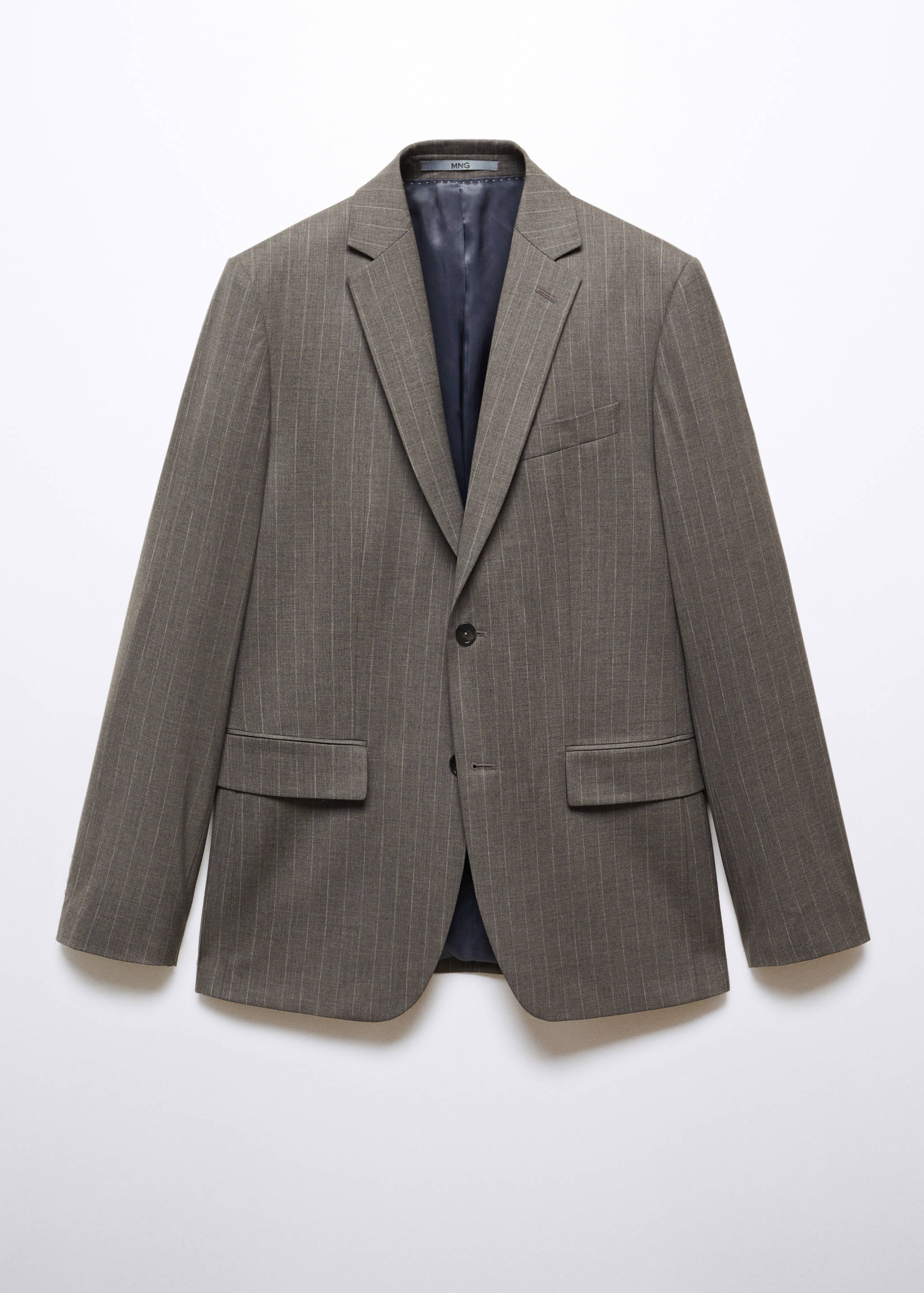 Blazer de fato de lã slim fit de risca diplomática - Artigo sem modelo