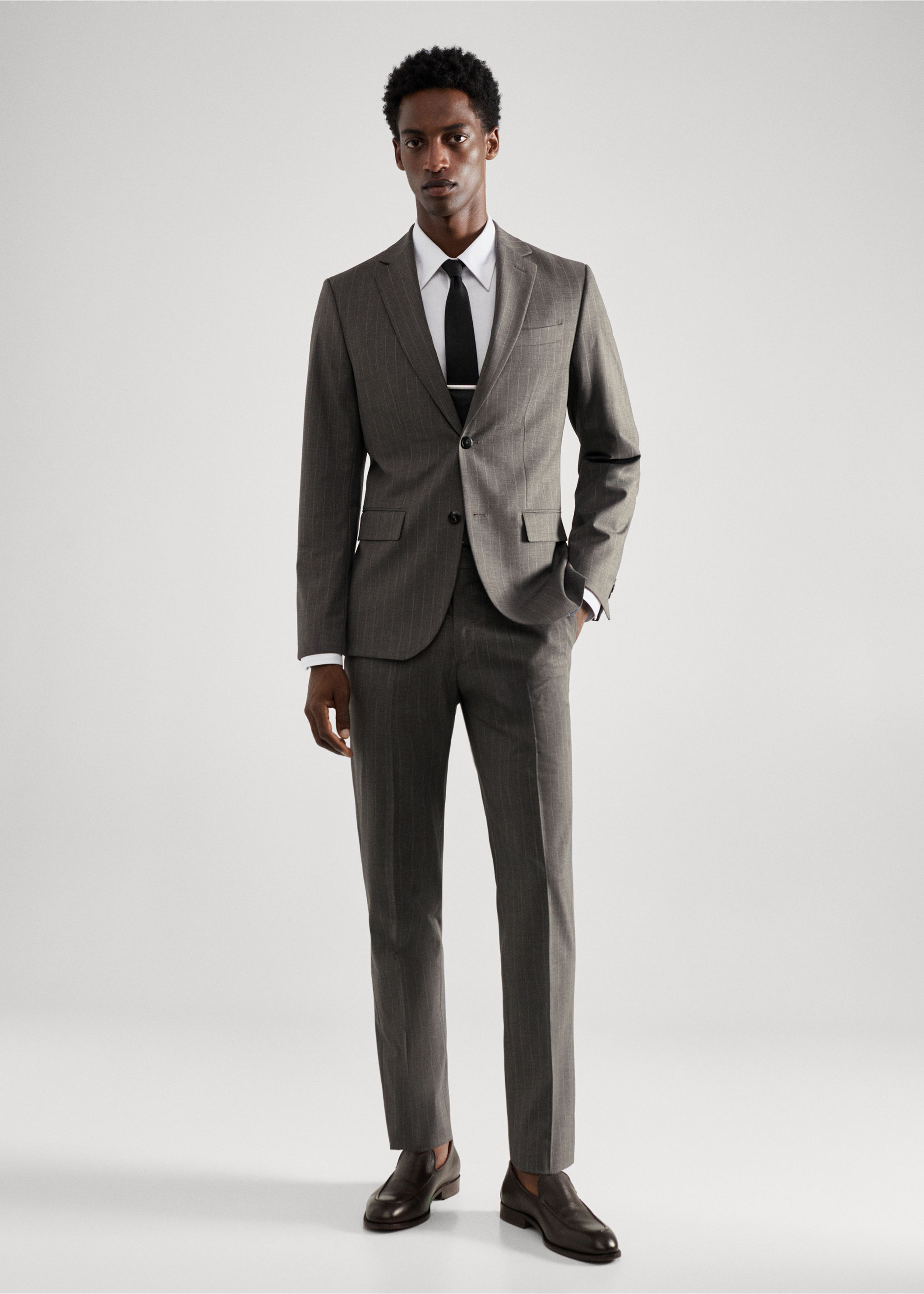 Veste costume laine slim-fit fines rayures - Plan général
