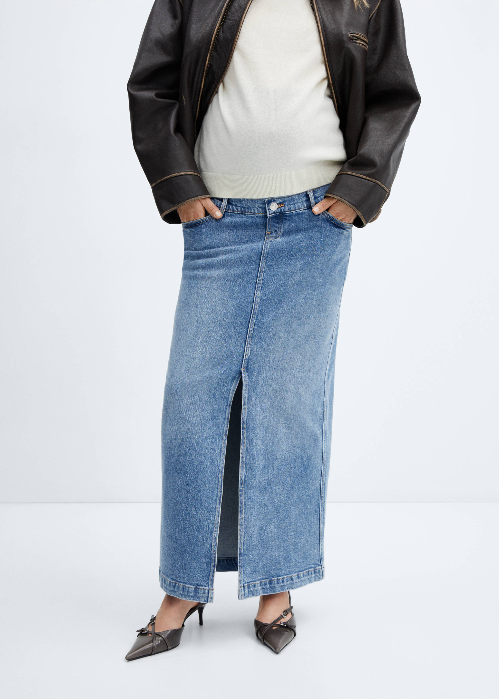 Denim maternity skirt - Medium plane, Medium Blue. Ref: 57034768-00.