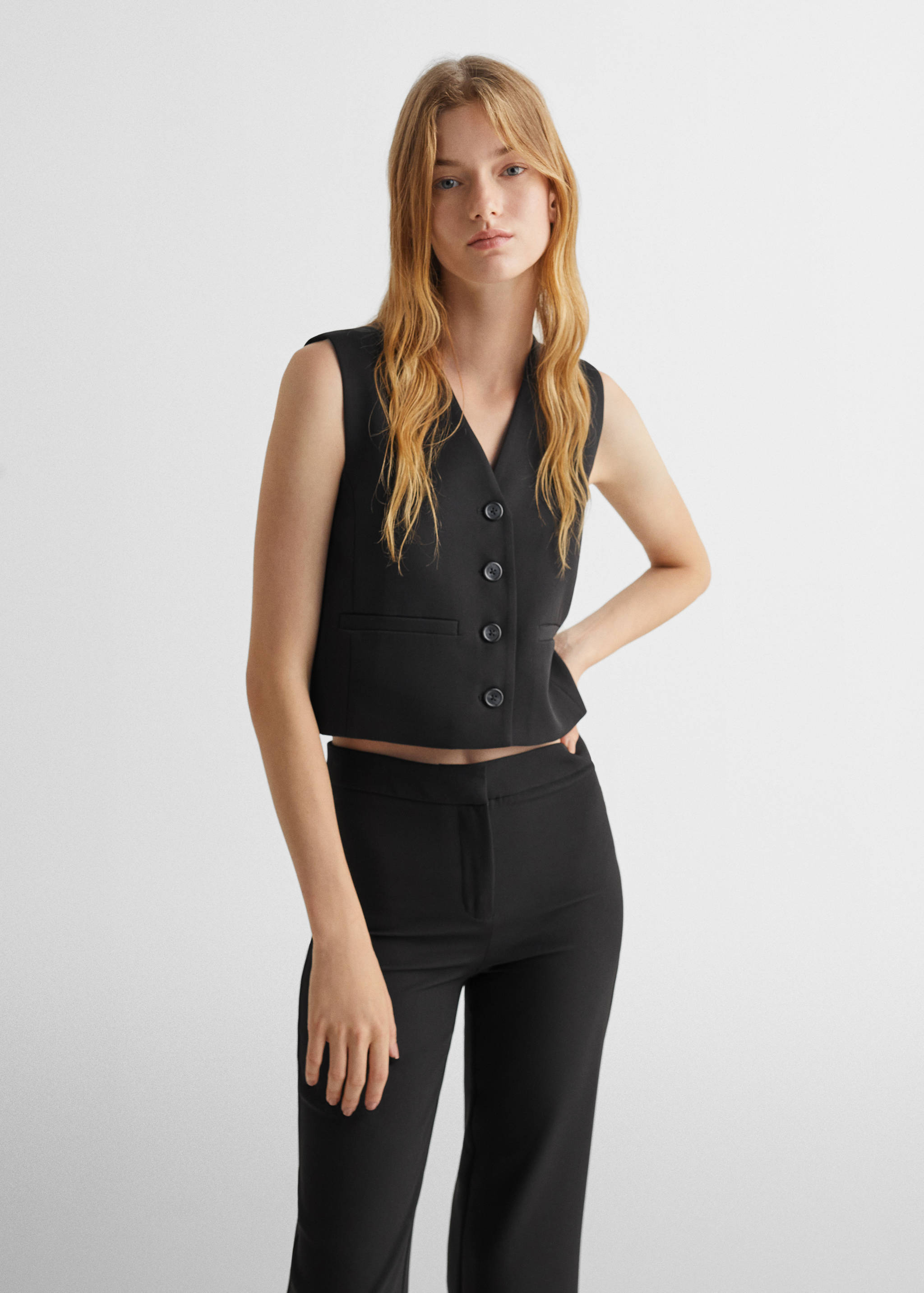 Straight pants with openings - Medium plane