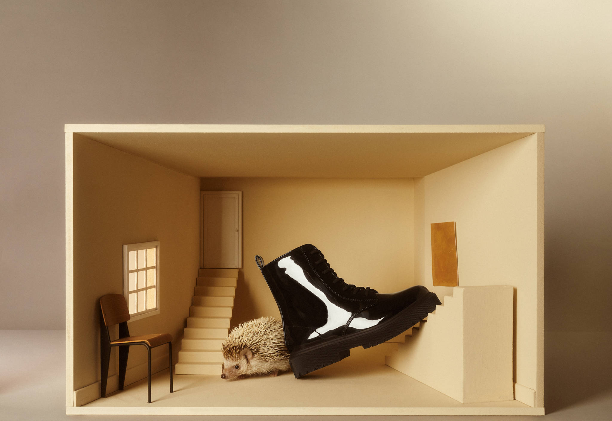 Geschnürte Lackleder-Stiefelette - Panoramaansicht