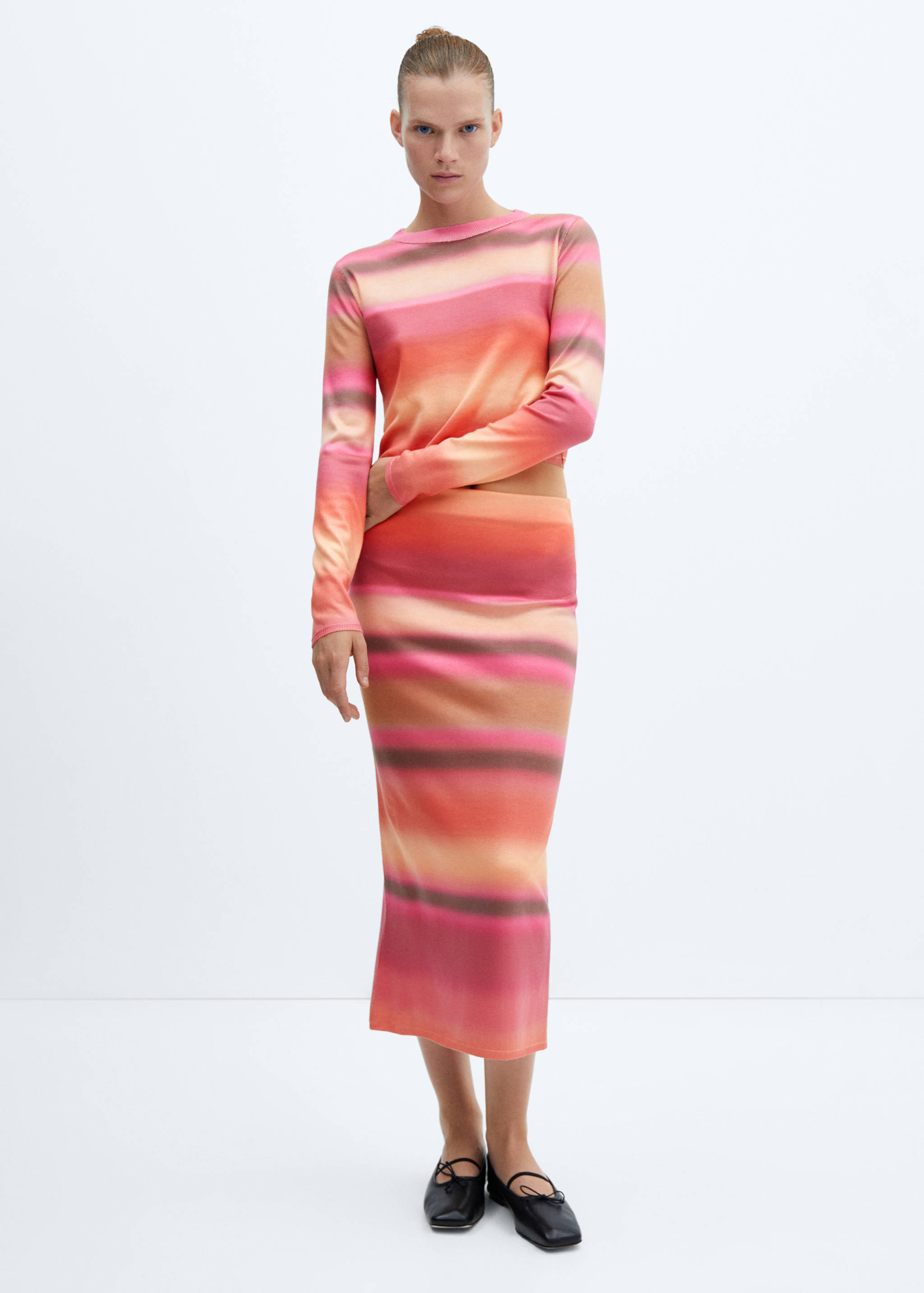 Gradient-print knitted skirt - General plane