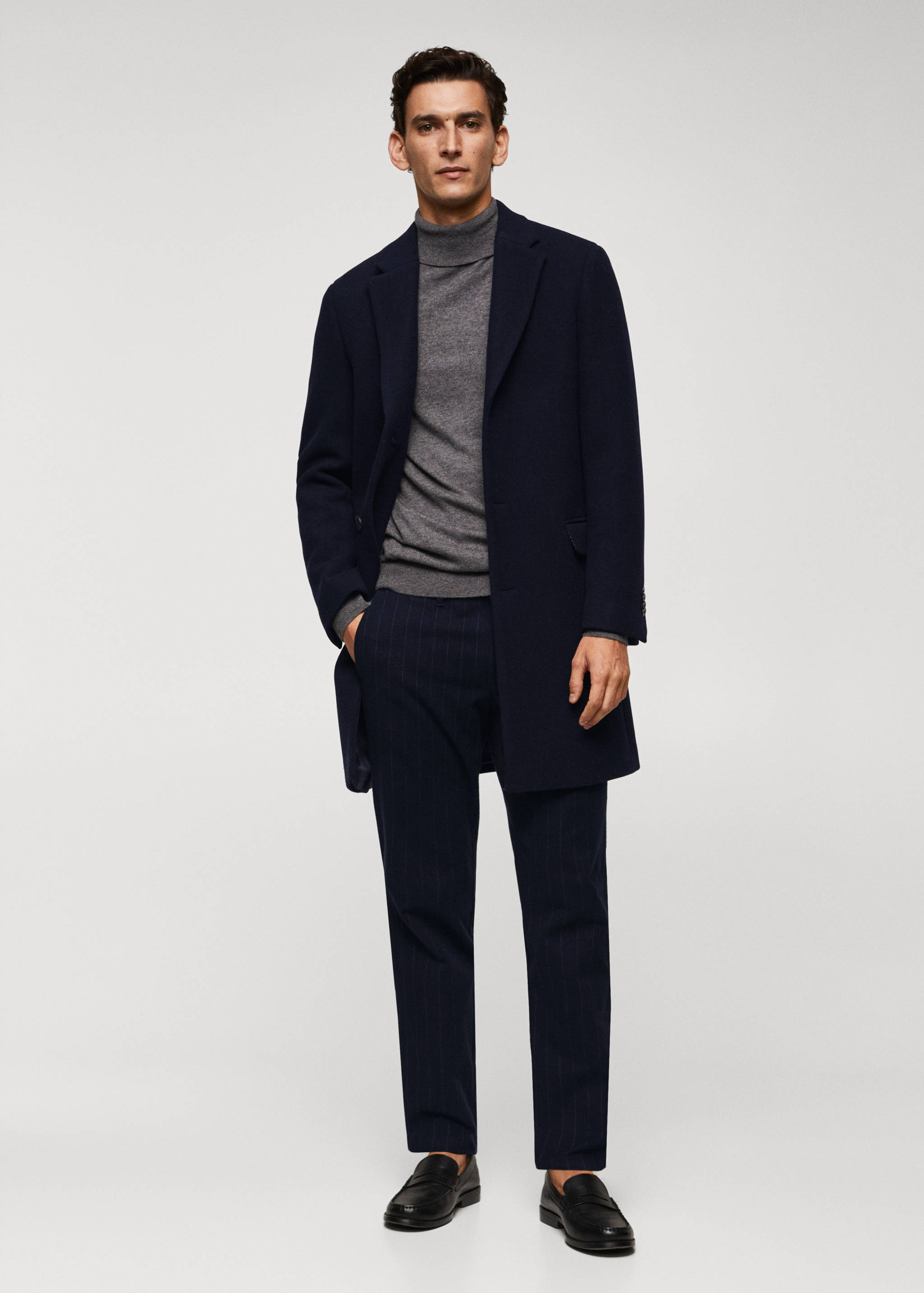 Long recycled wool coat - General plane