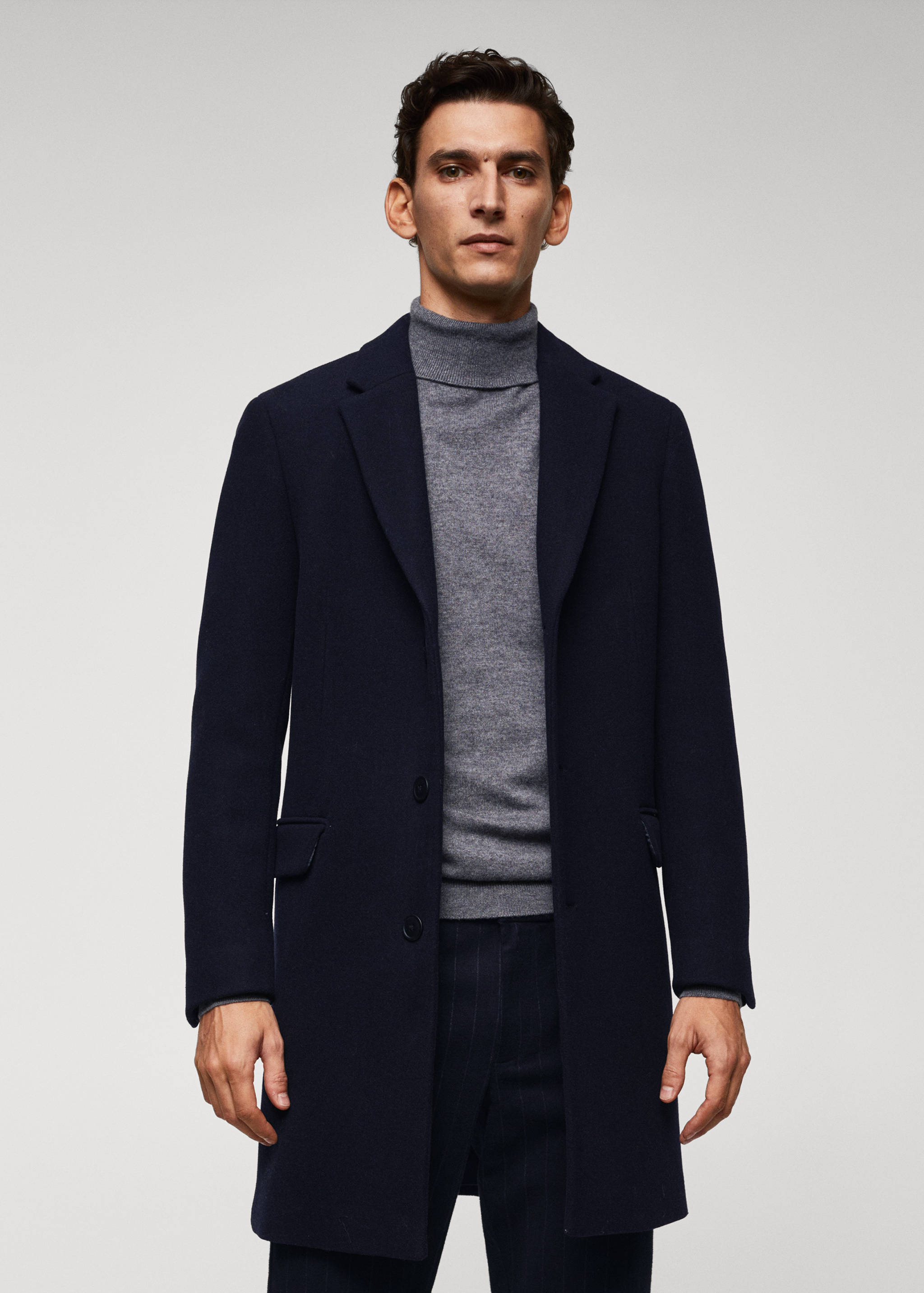Long recycled wool coat - Medium plane