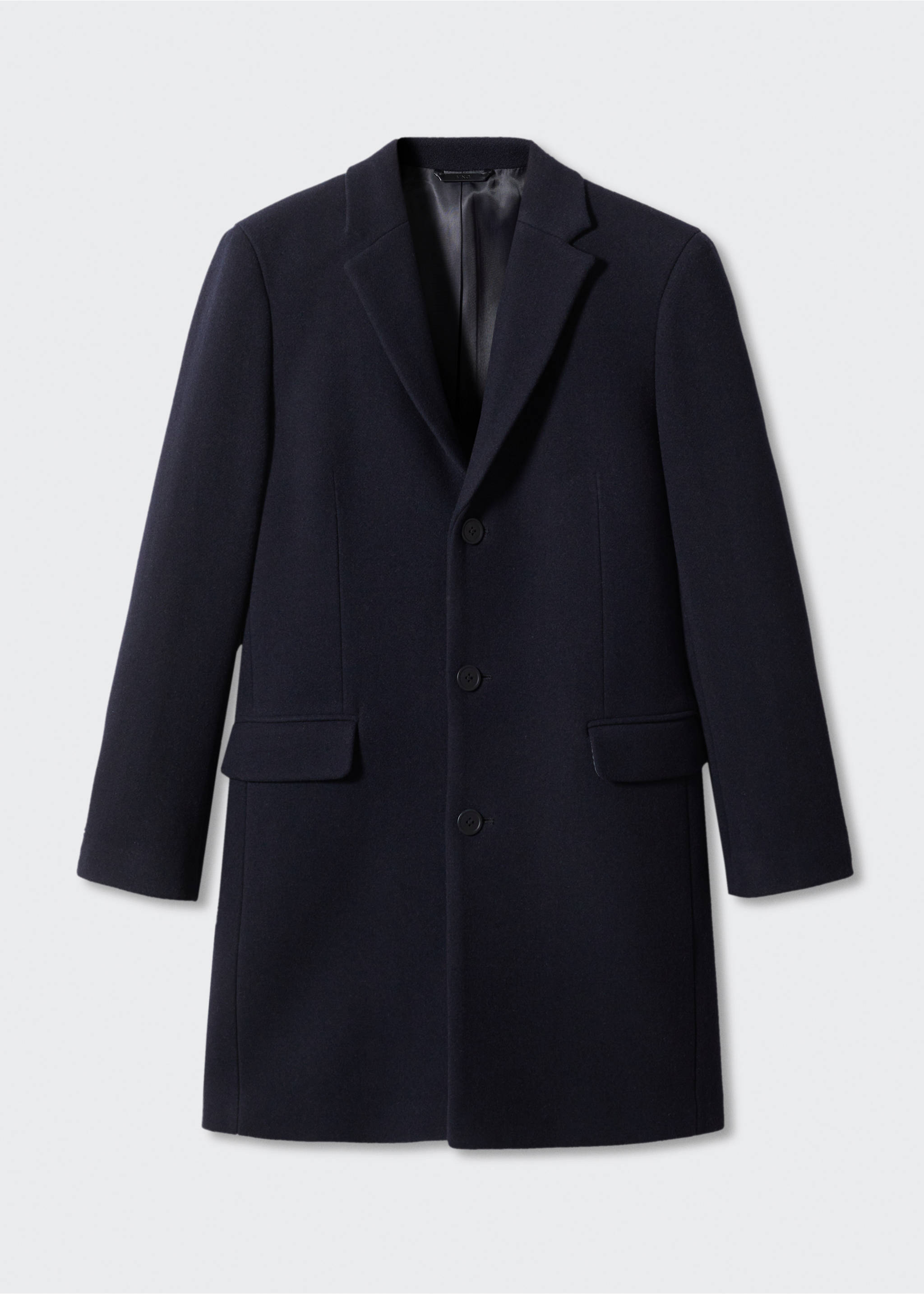 Long recycled wool coat - Article without model, Dark Navy. Ref: 57035947-00.