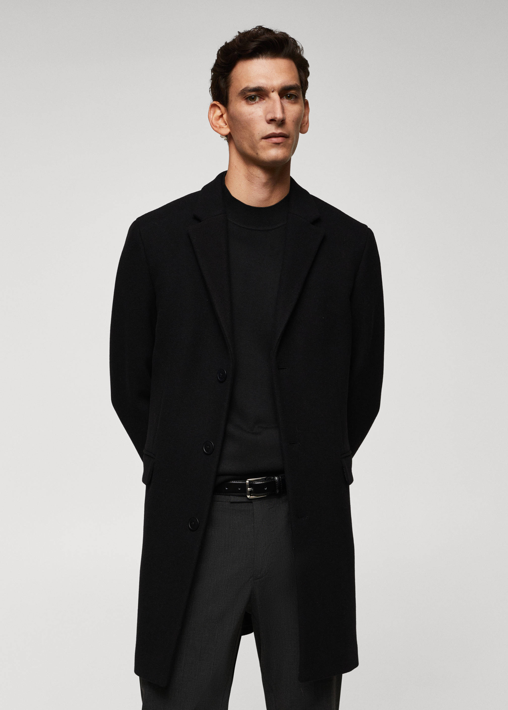 Long recycled wool coat - Medium plane