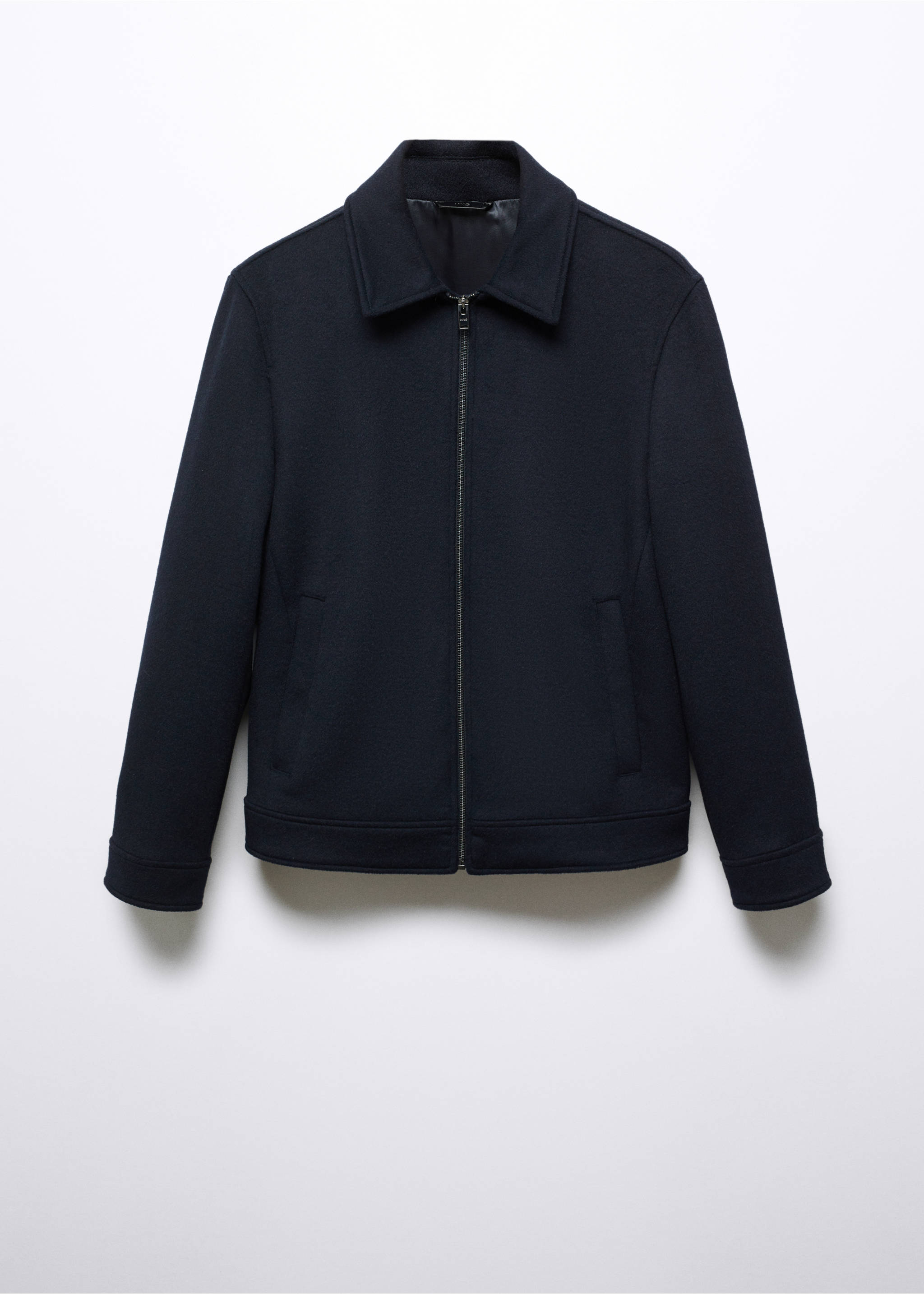 Veste droite laine recyclée - Article sans modèle, Bleu marine foncé. Ref: 57035950-00.