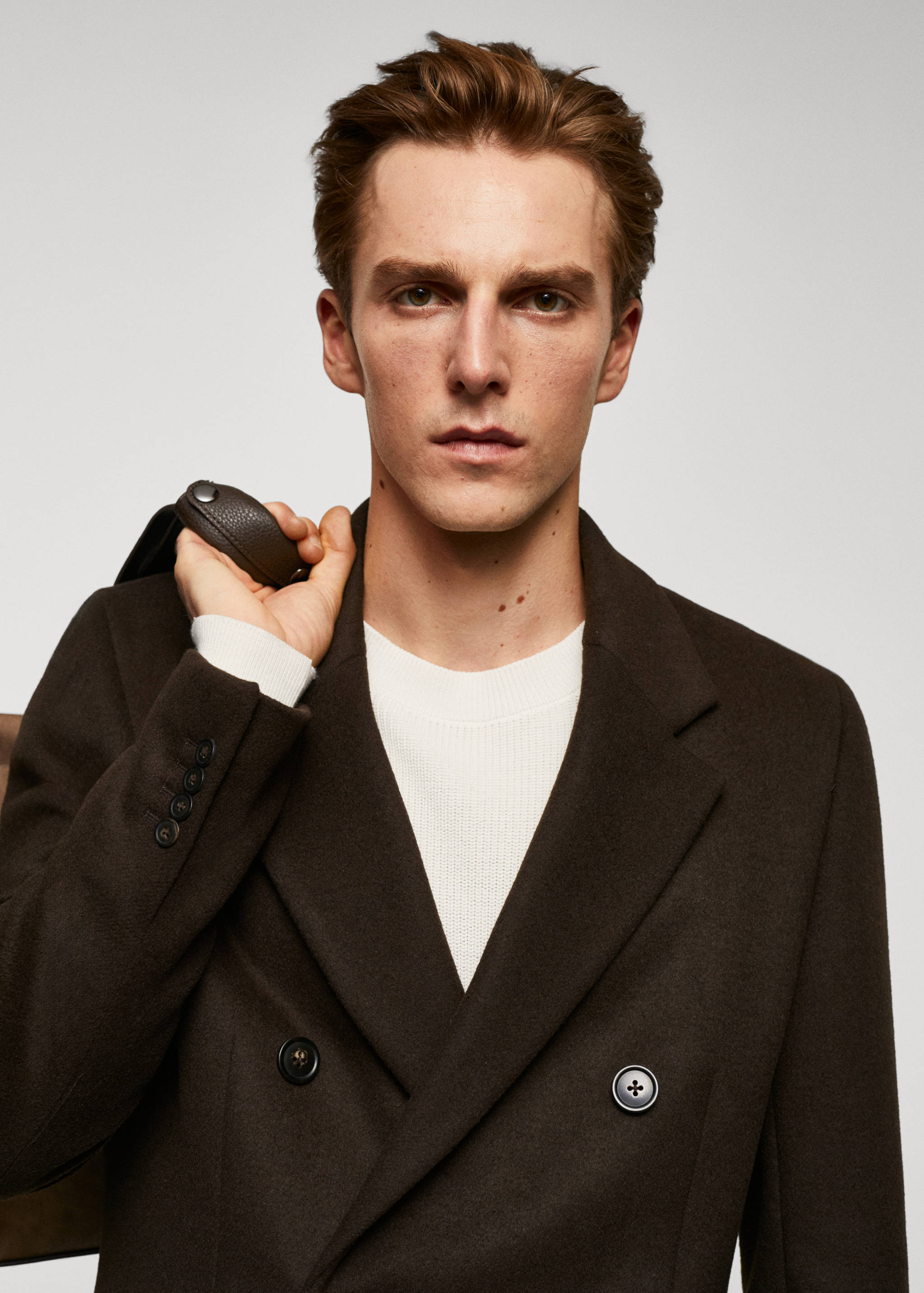 Recycled wool double-breasted coat - Details of the article 1