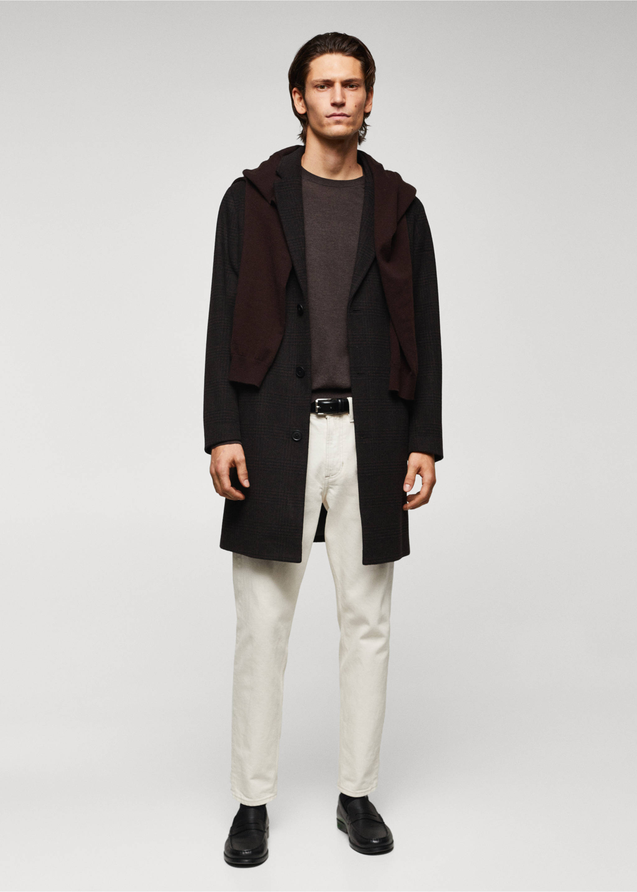 Checked recycled wool coat - General plane, Brown. Ref: 57035955-00.