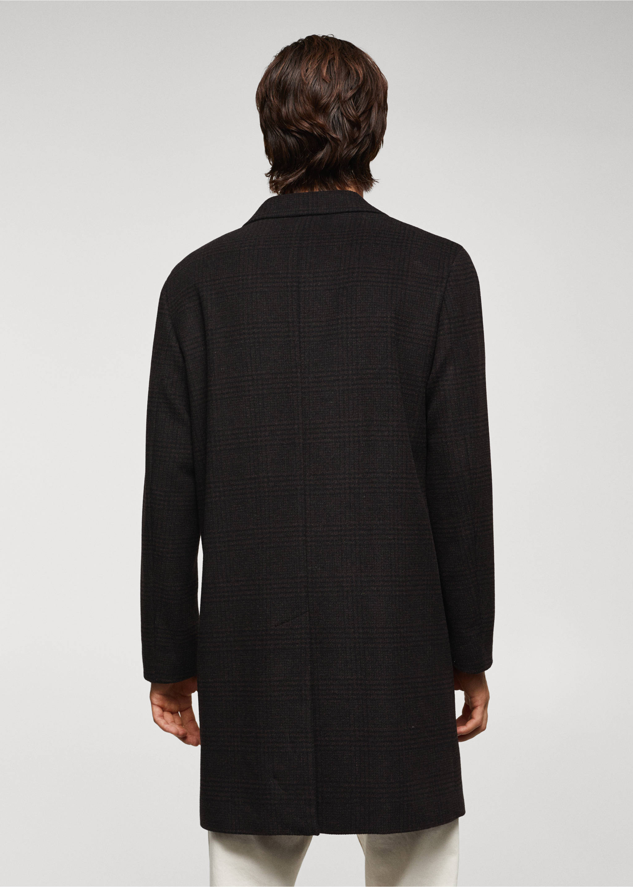 Checked recycled wool coat - Reverse of the article, Brown. Ref: 57035955-00.