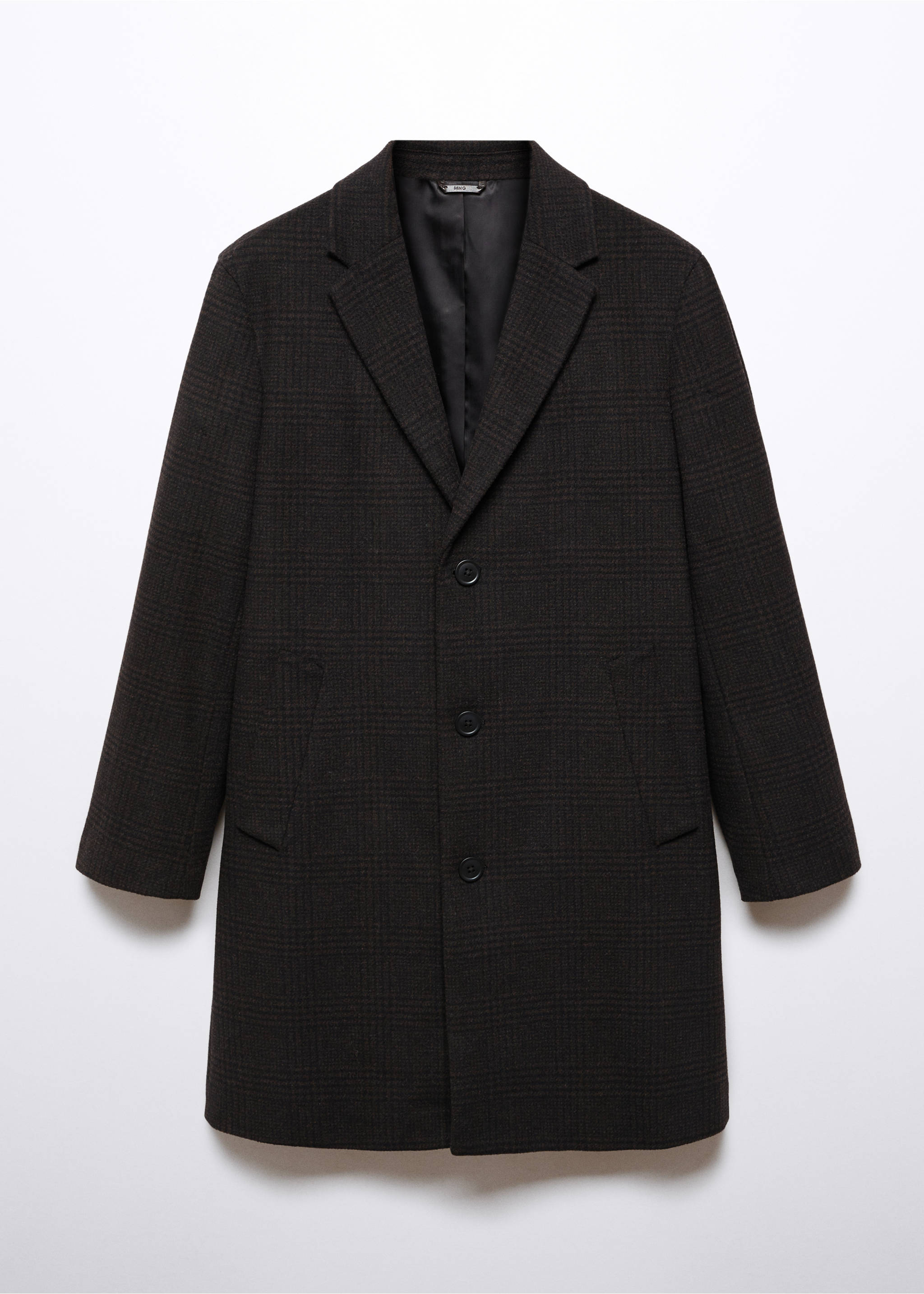Checked recycled wool coat - Article without model, Brown. Ref: 57035955-00.