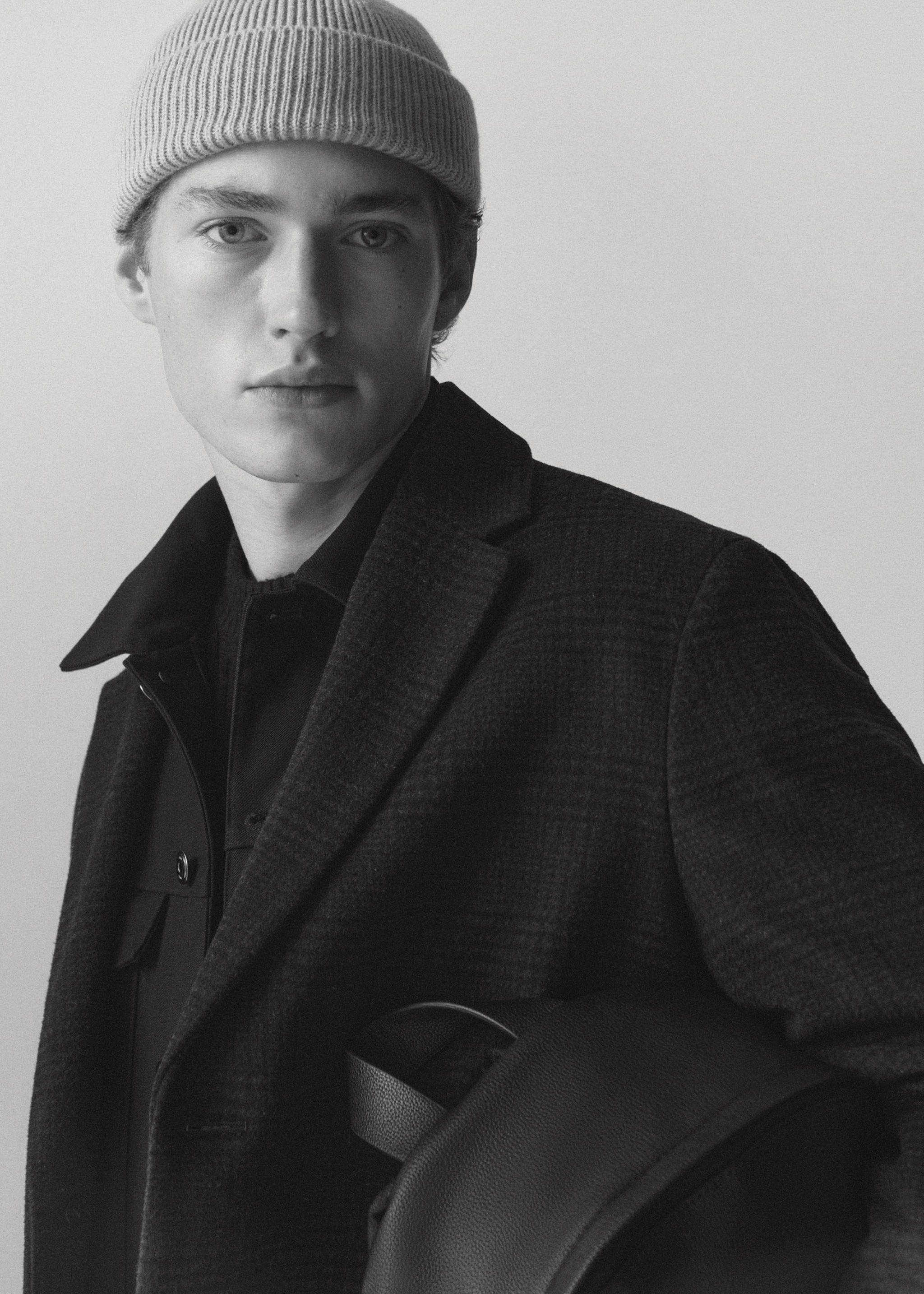 Checked recycled wool coat - Details of the article 5, Brown. Ref: 57035955-00.