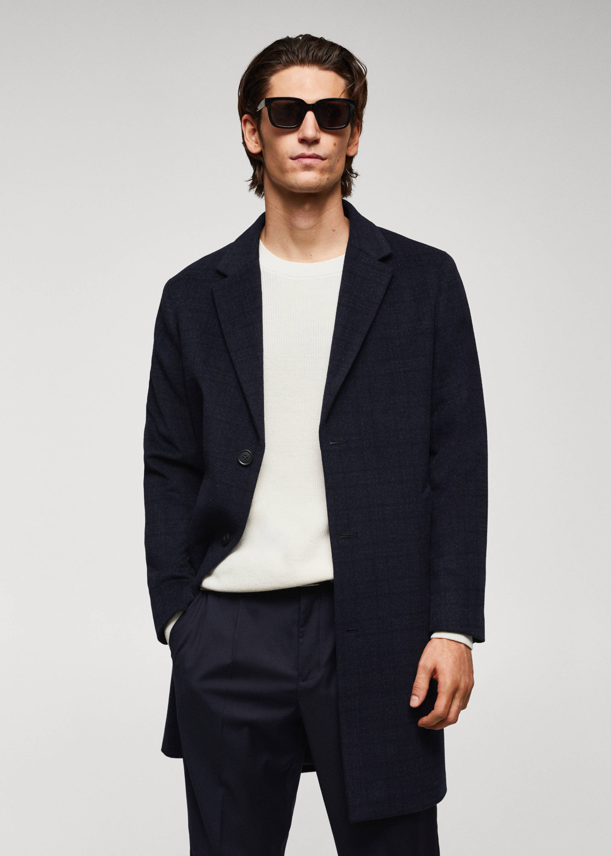 Sobretudo aos quadrados de lã reciclada - Plano médio