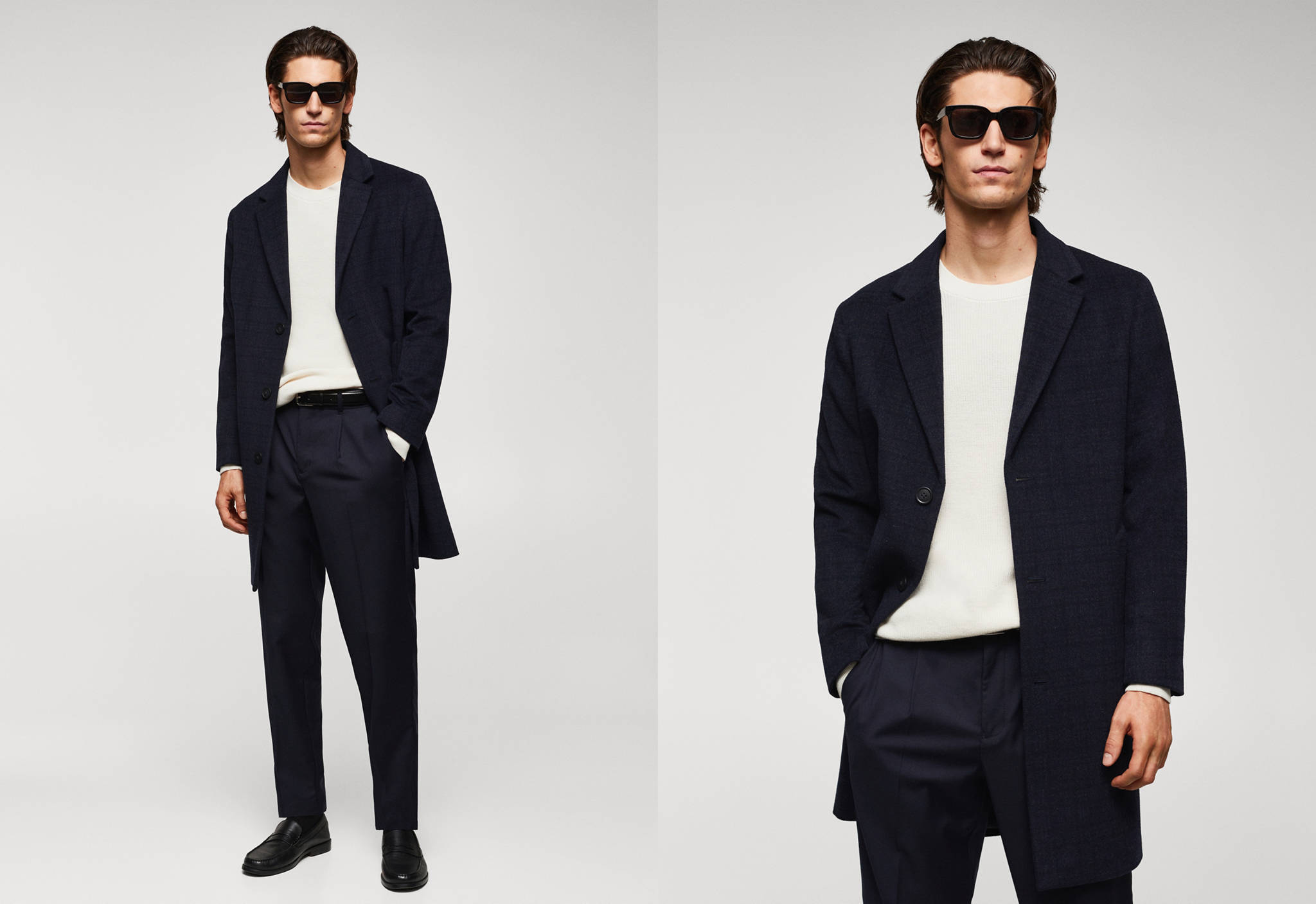 Checked recycled wool coat - Panoramic plane