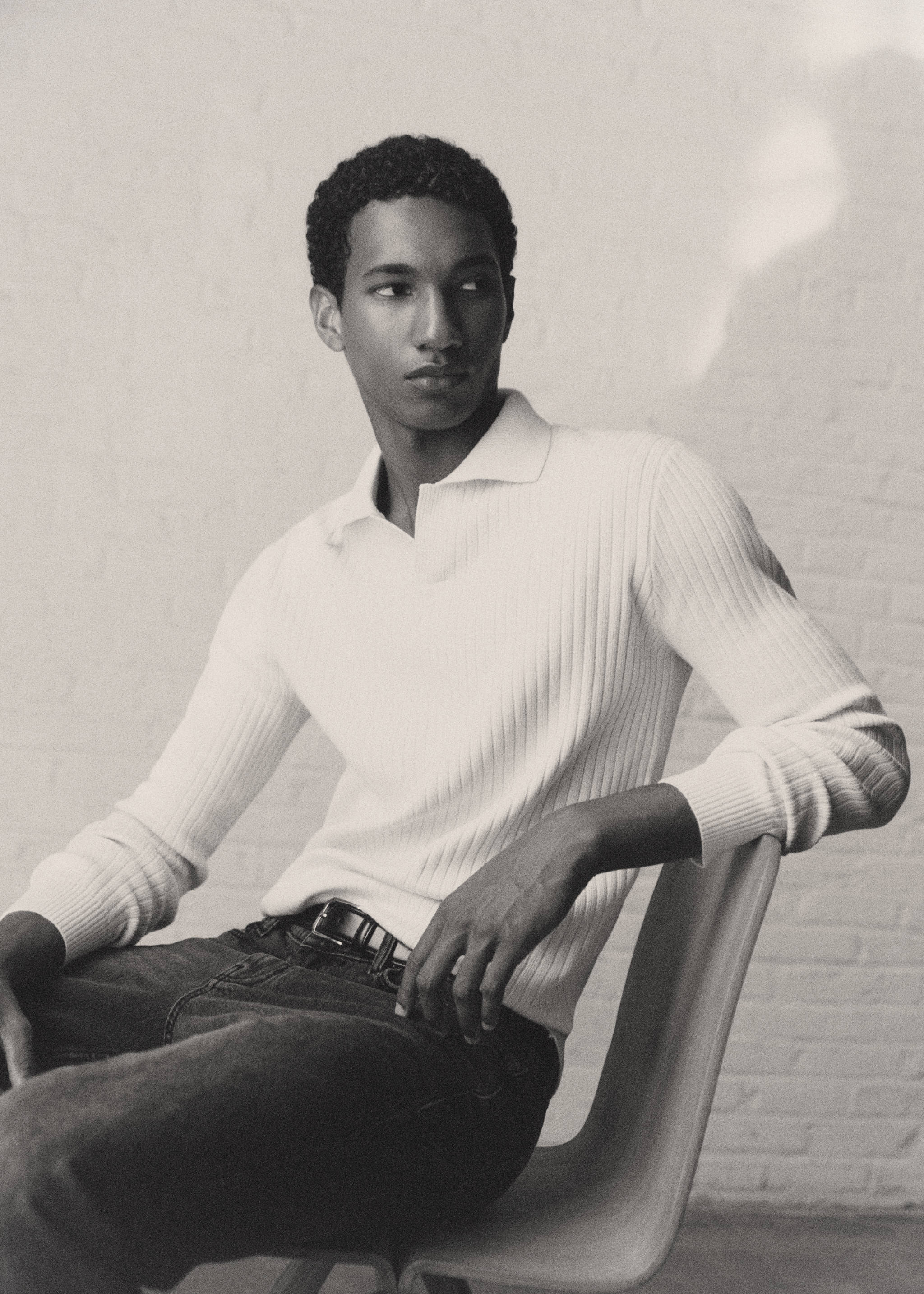 Fine rib-knit polo shirt - Details of the article 5