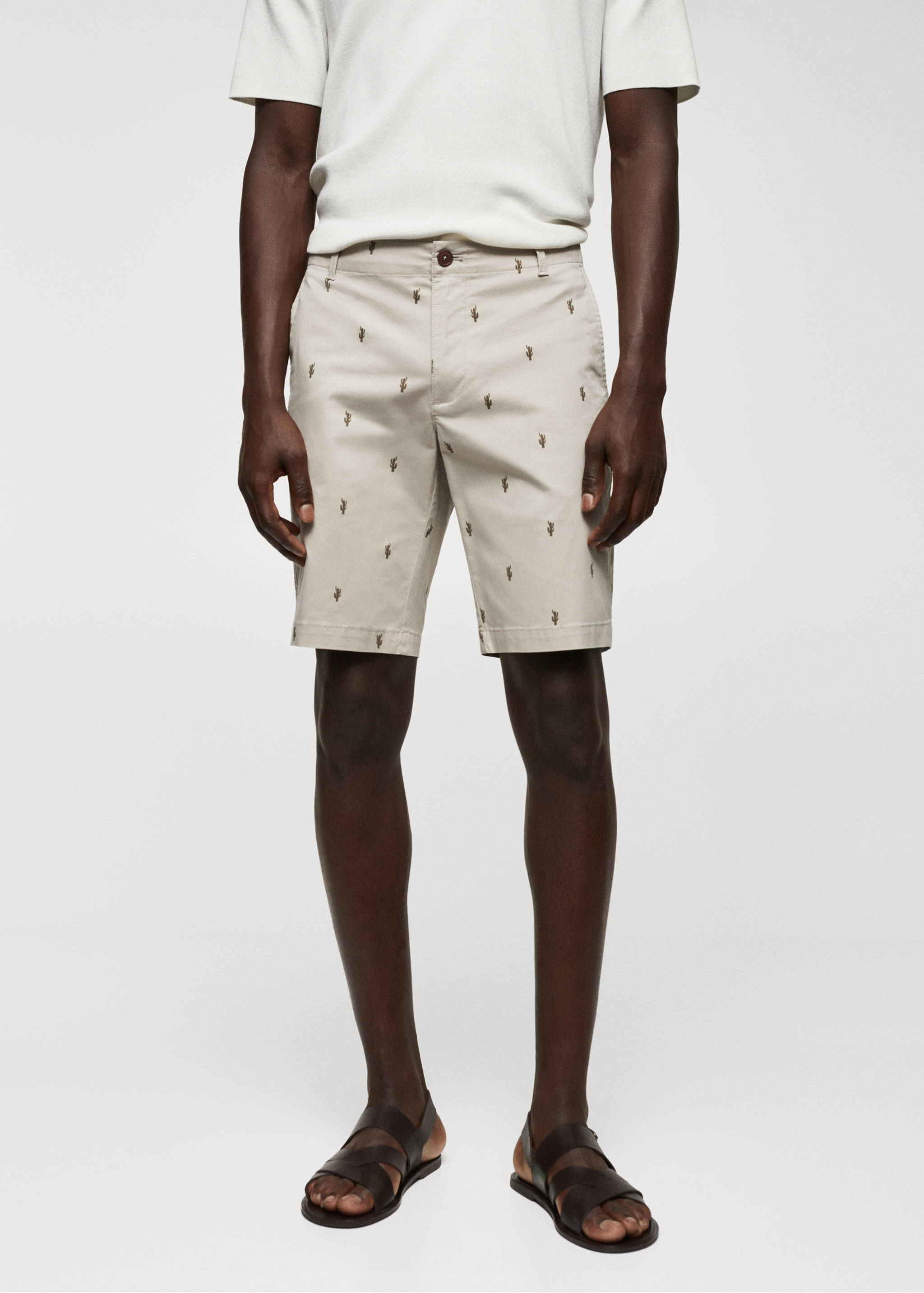 Slim-fit cotton micro-print bermuda shorts - Medium plane