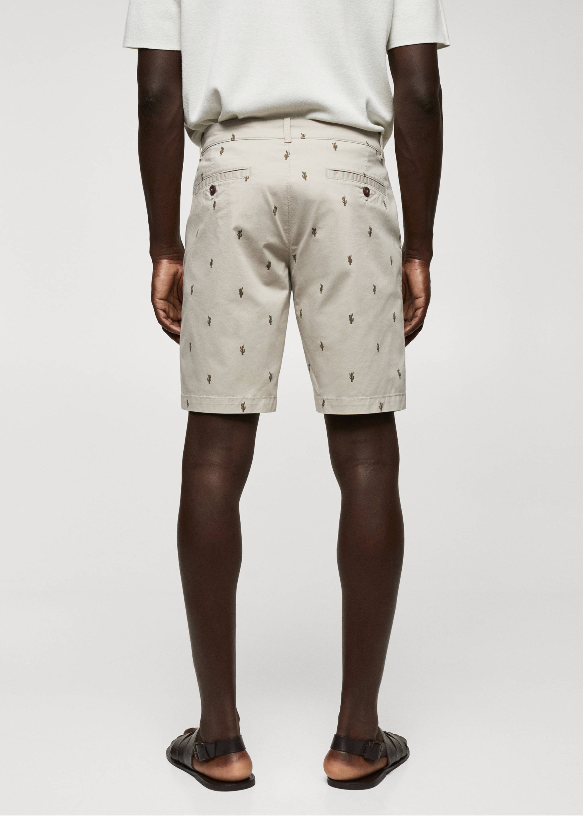 Slim-fit cotton micro-print bermuda shorts - Reverse of the article