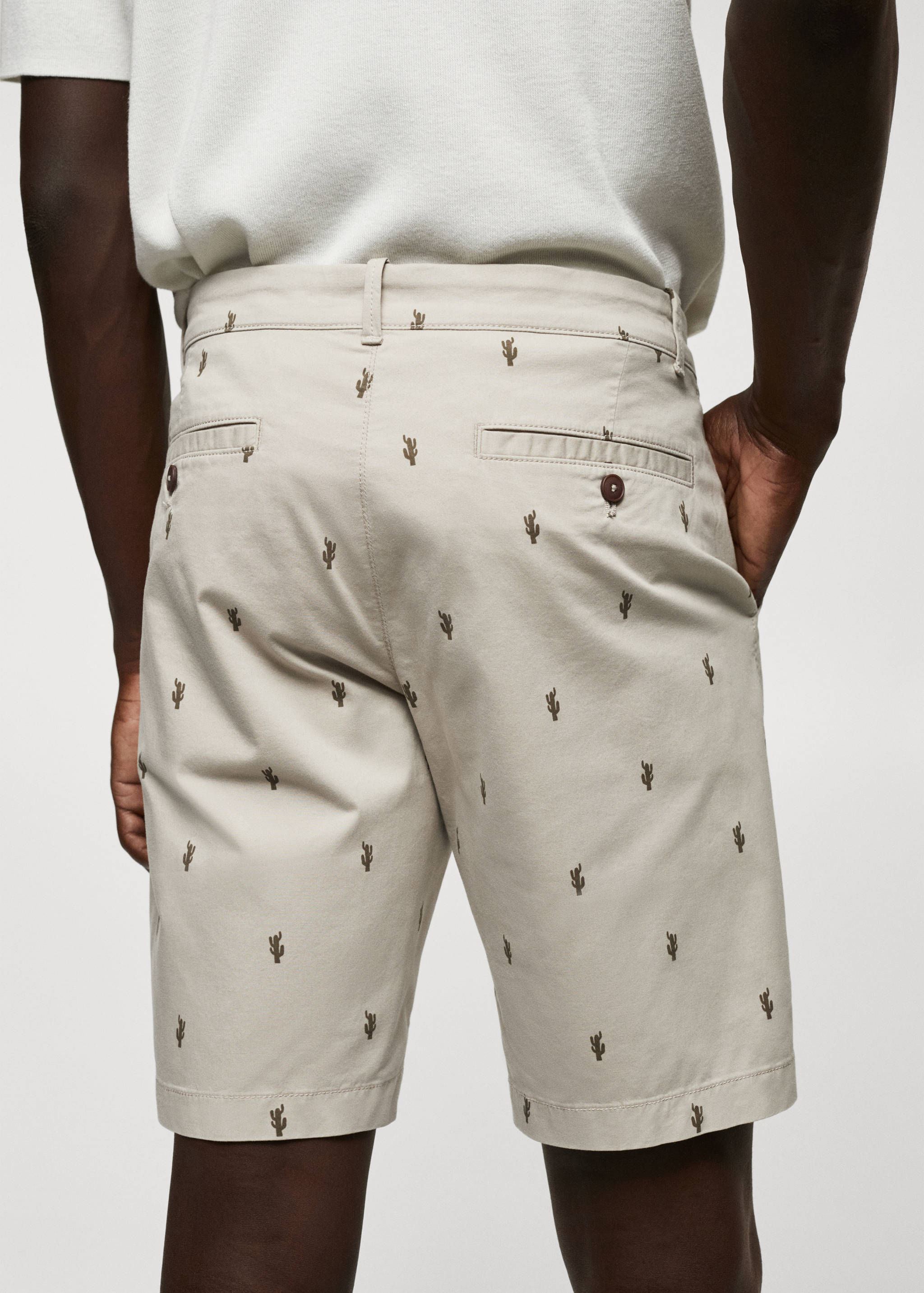 Slim-fit cotton micro-print bermuda shorts - Details of the article 4