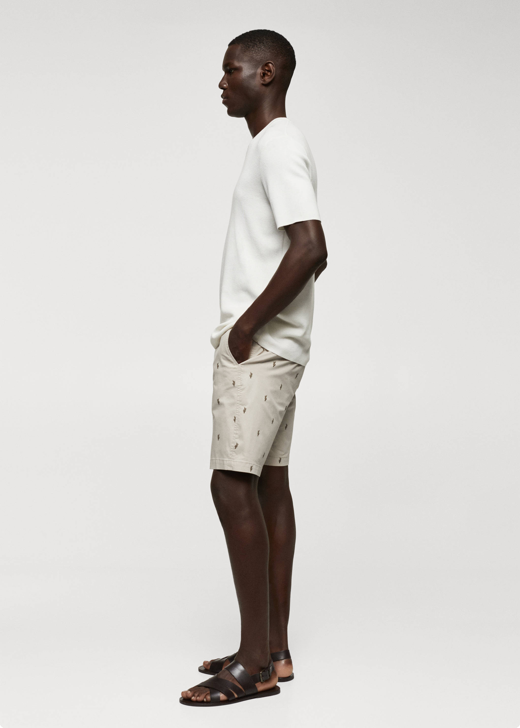 Slim-fit cotton micro-print bermuda shorts - Details of the article 2