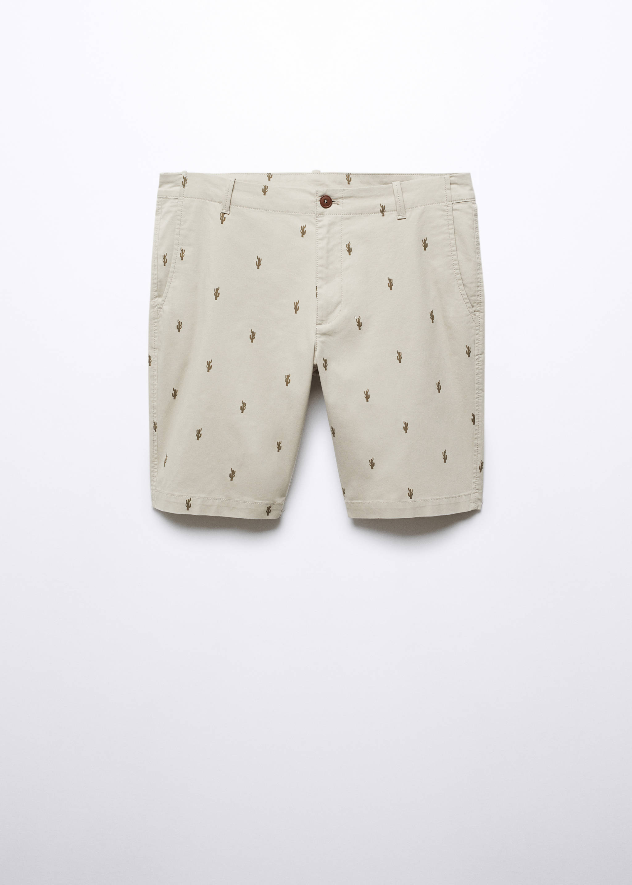 Slim-fit cotton micro-print bermuda shorts - Article without model