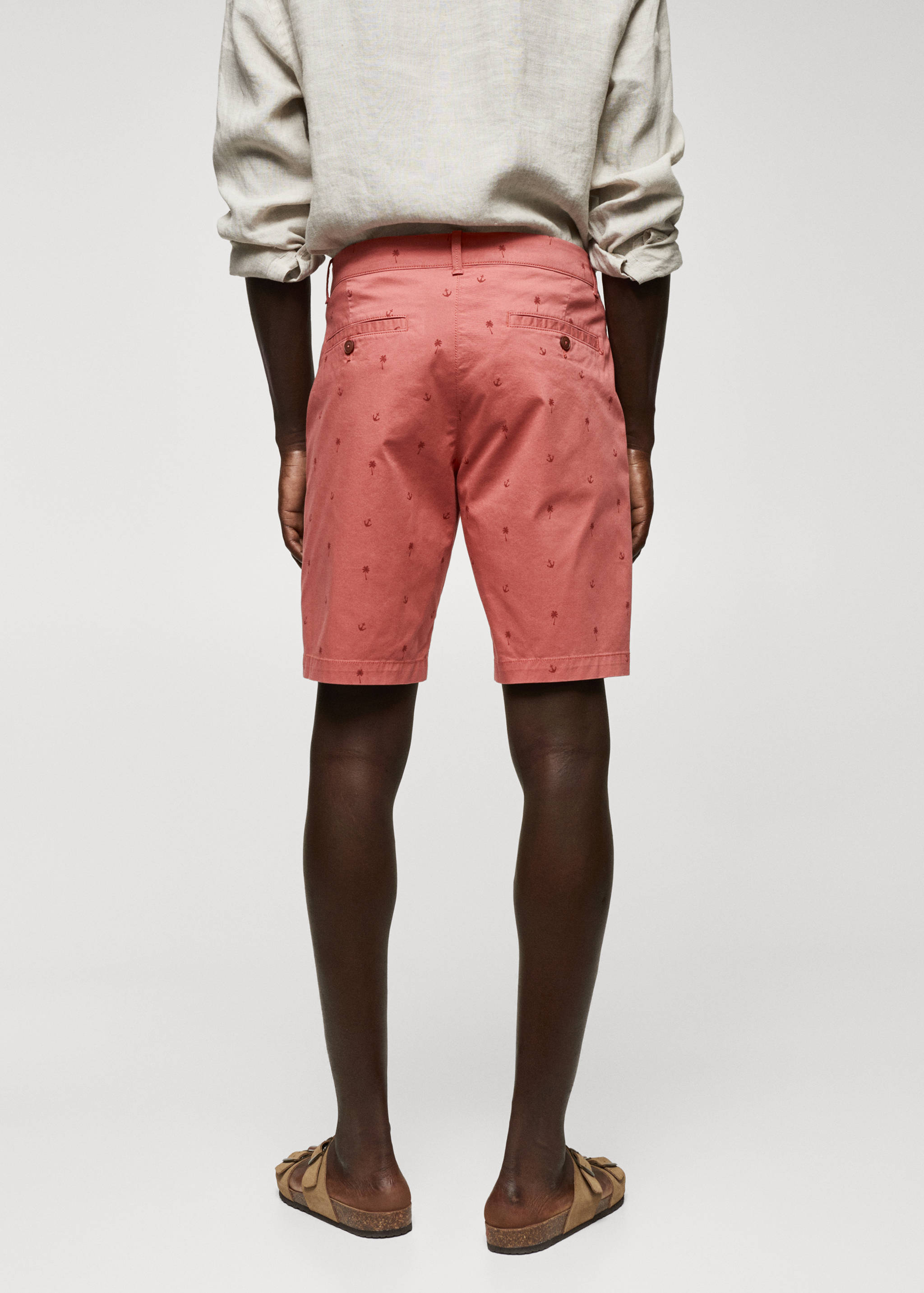Slim-fit cotton micro-print bermuda shorts - Reverse of the article