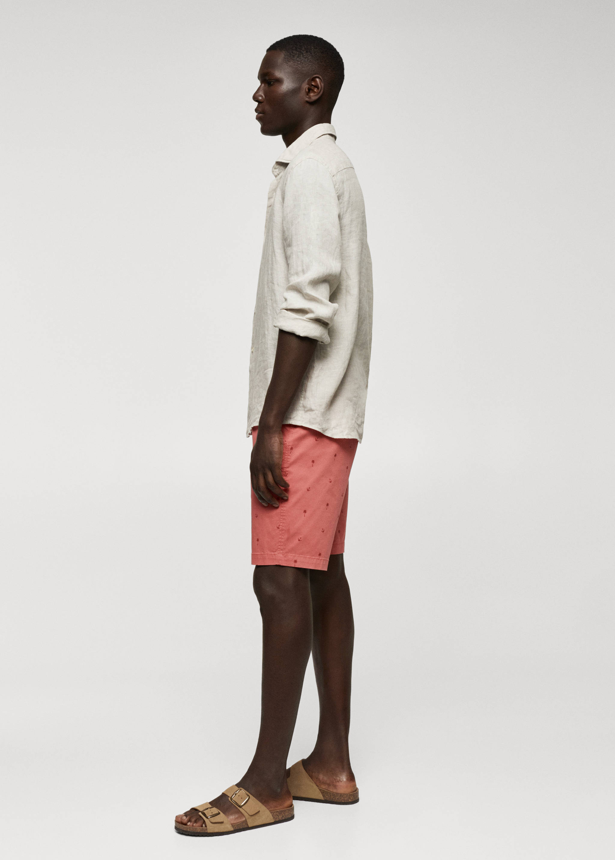 Slim-fit cotton micro-print bermuda shorts - Details of the article 2