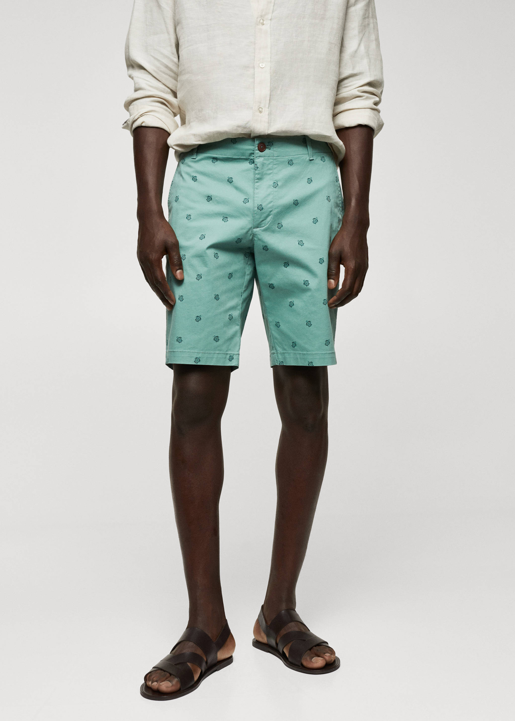 Slim-fit cotton micro-print bermuda shorts - Medium plane