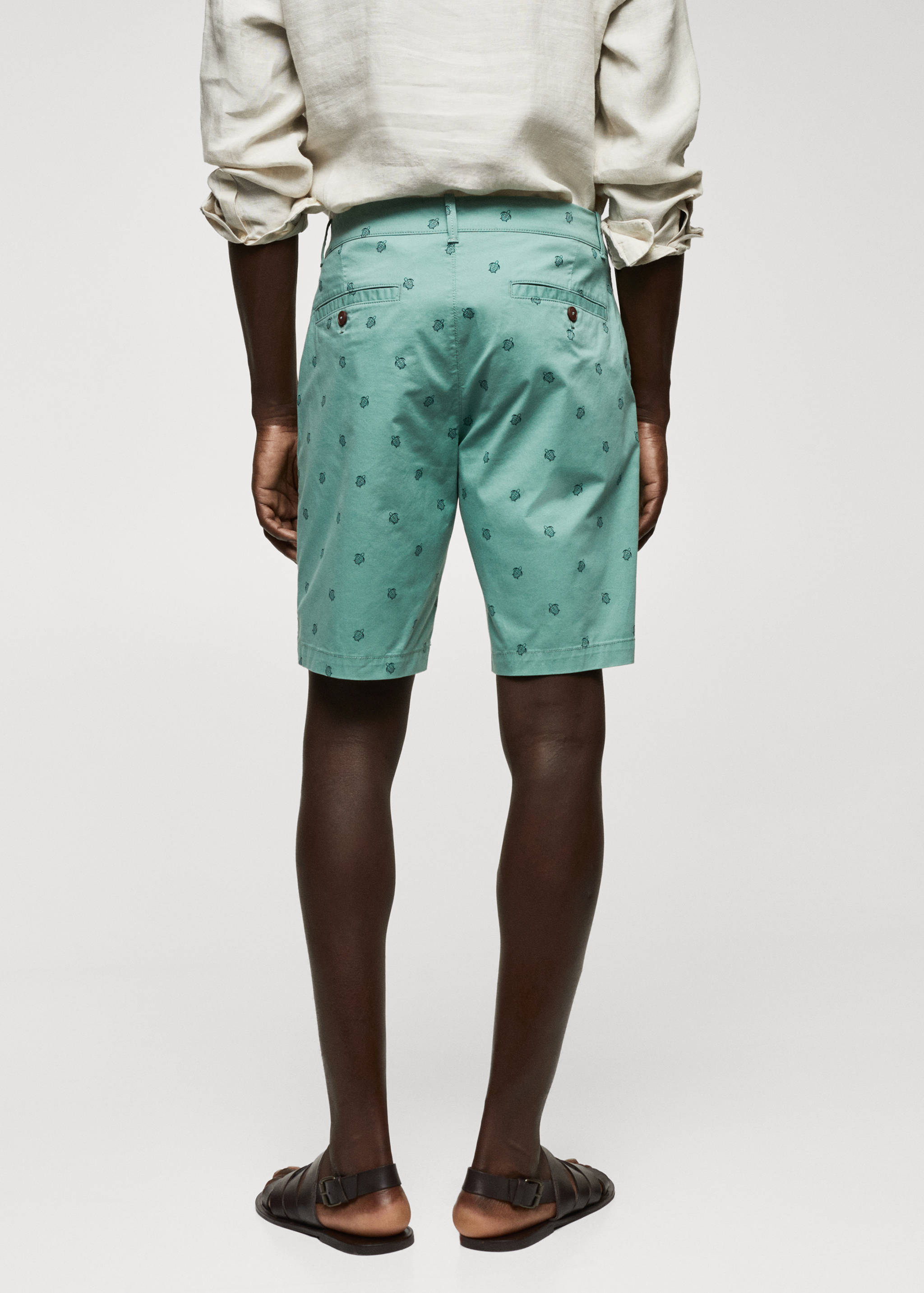 Slim-fit cotton micro-print bermuda shorts - Reverse of the article