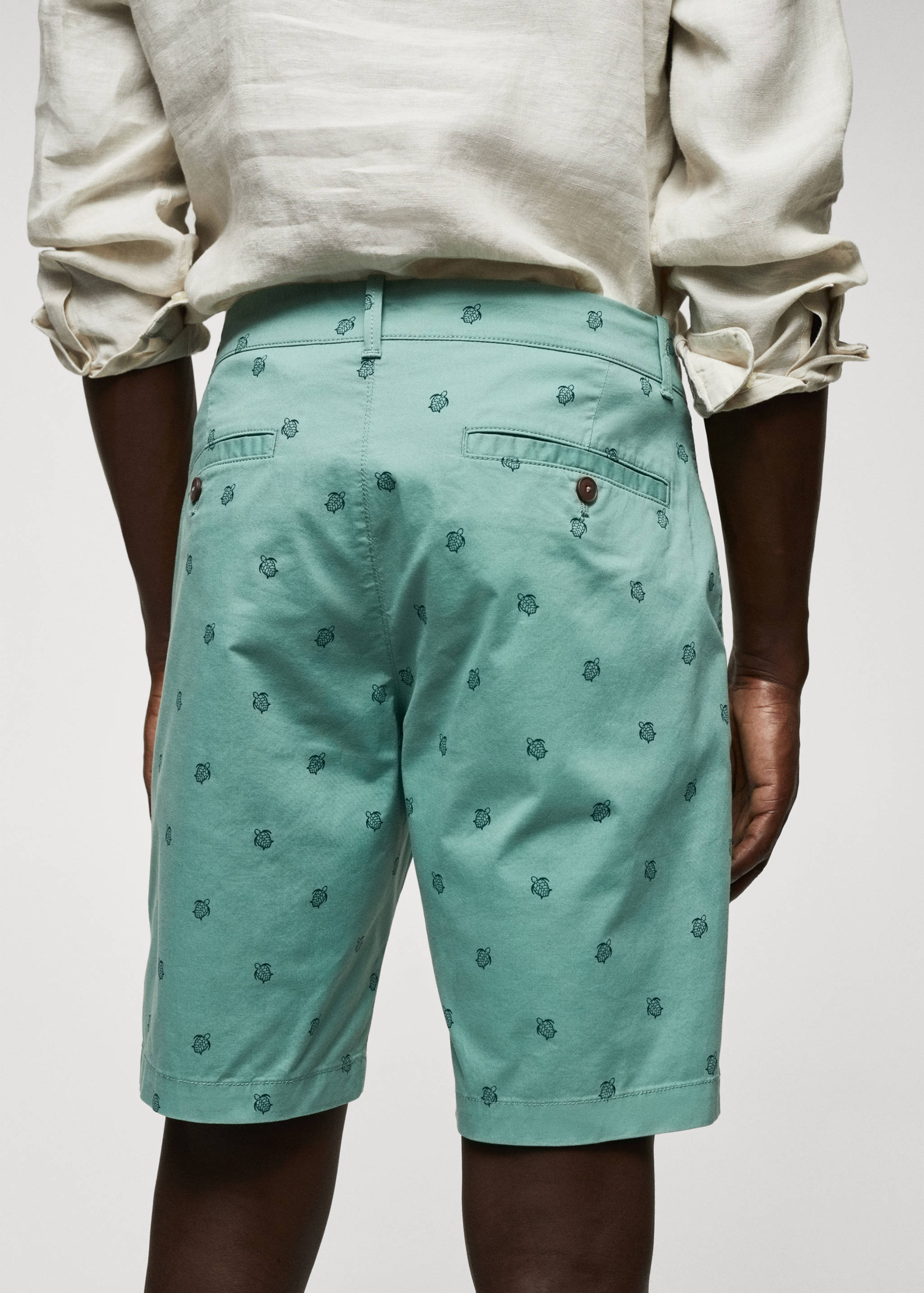 Slim-fit cotton micro-print bermuda shorts - Details of the article 4