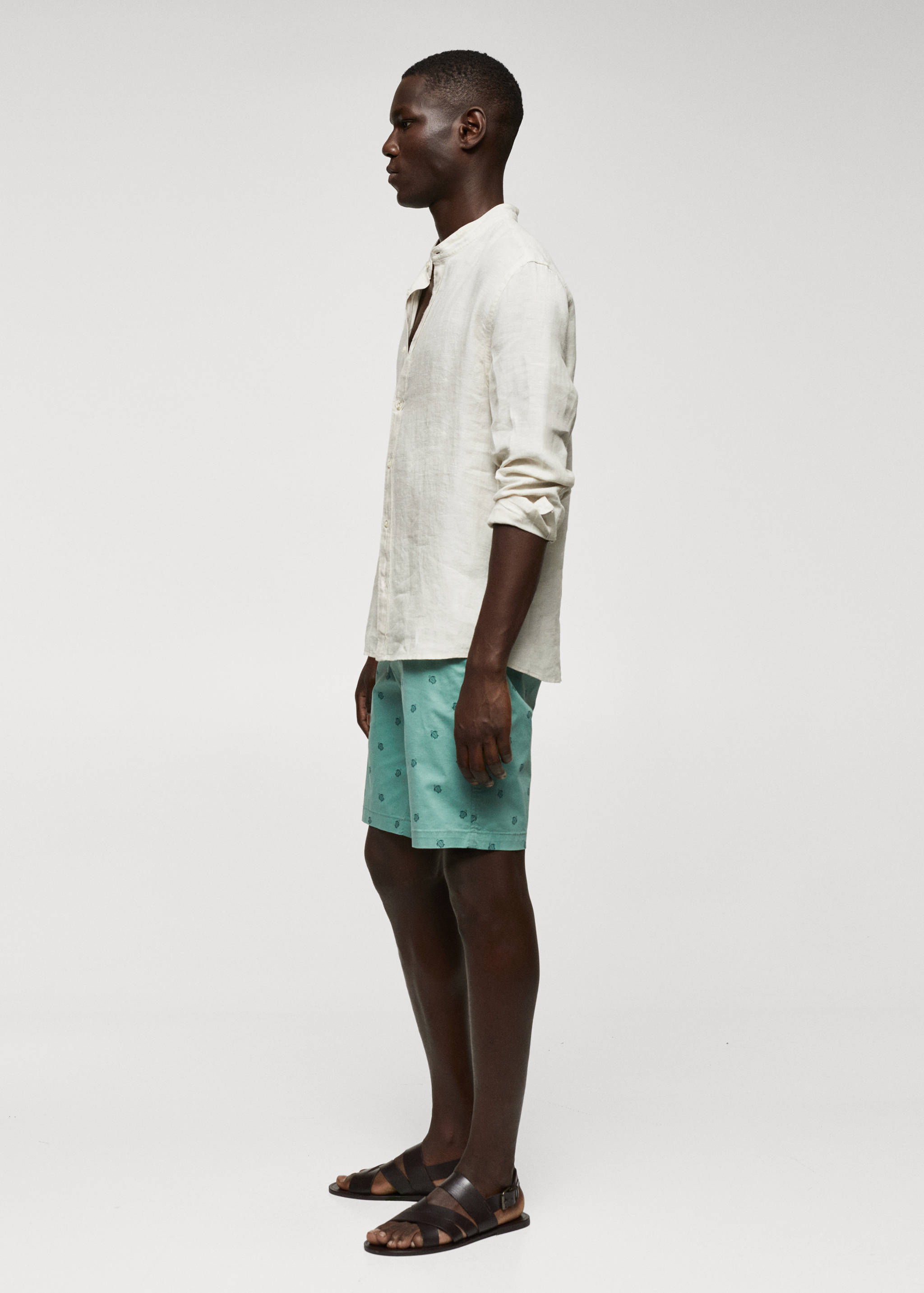 Slim-fit cotton micro-print bermuda shorts - Details of the article 2