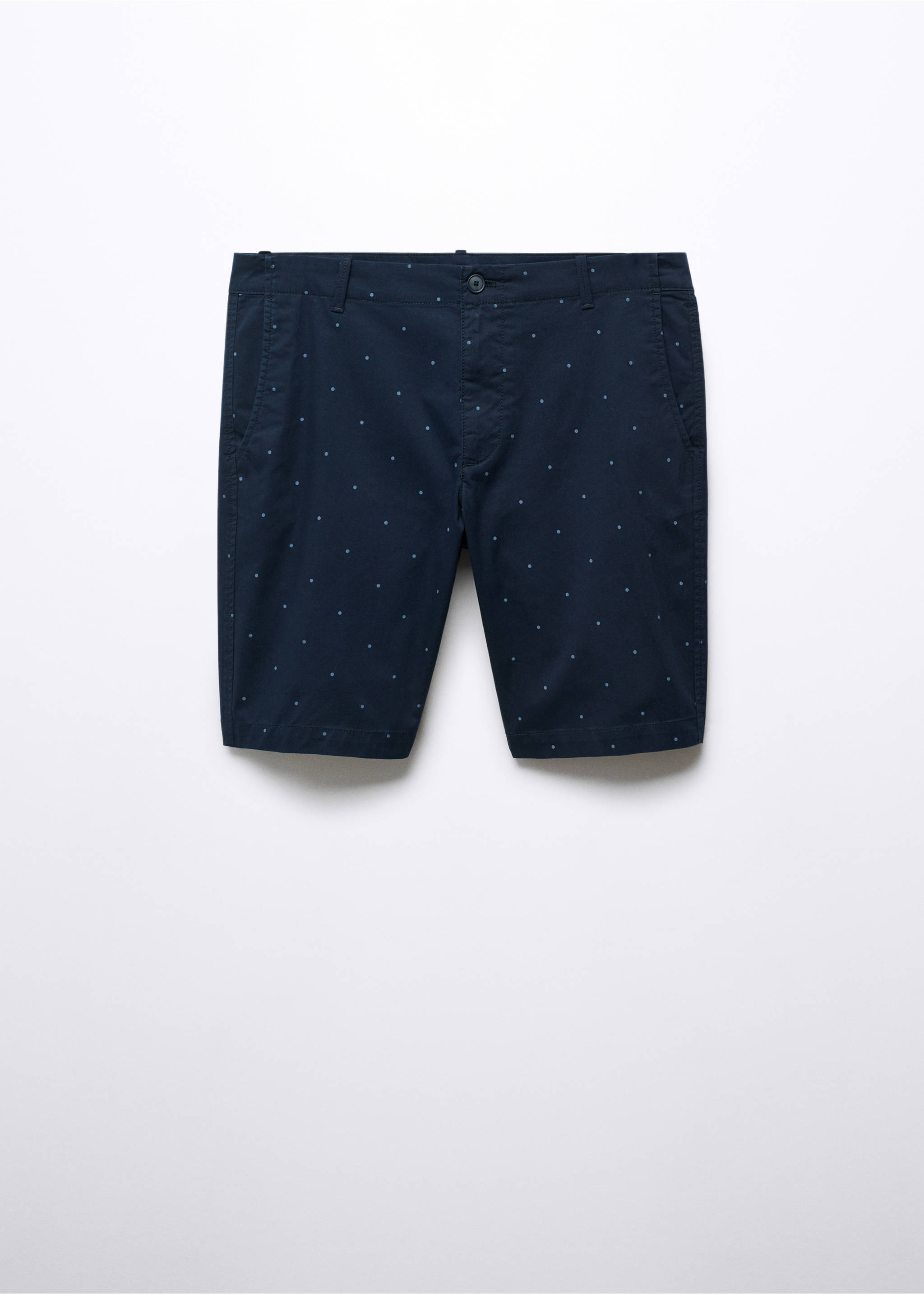 Slim-fit cotton micro-print bermuda shorts - Article without model, Navy. Ref: 57035958-00.