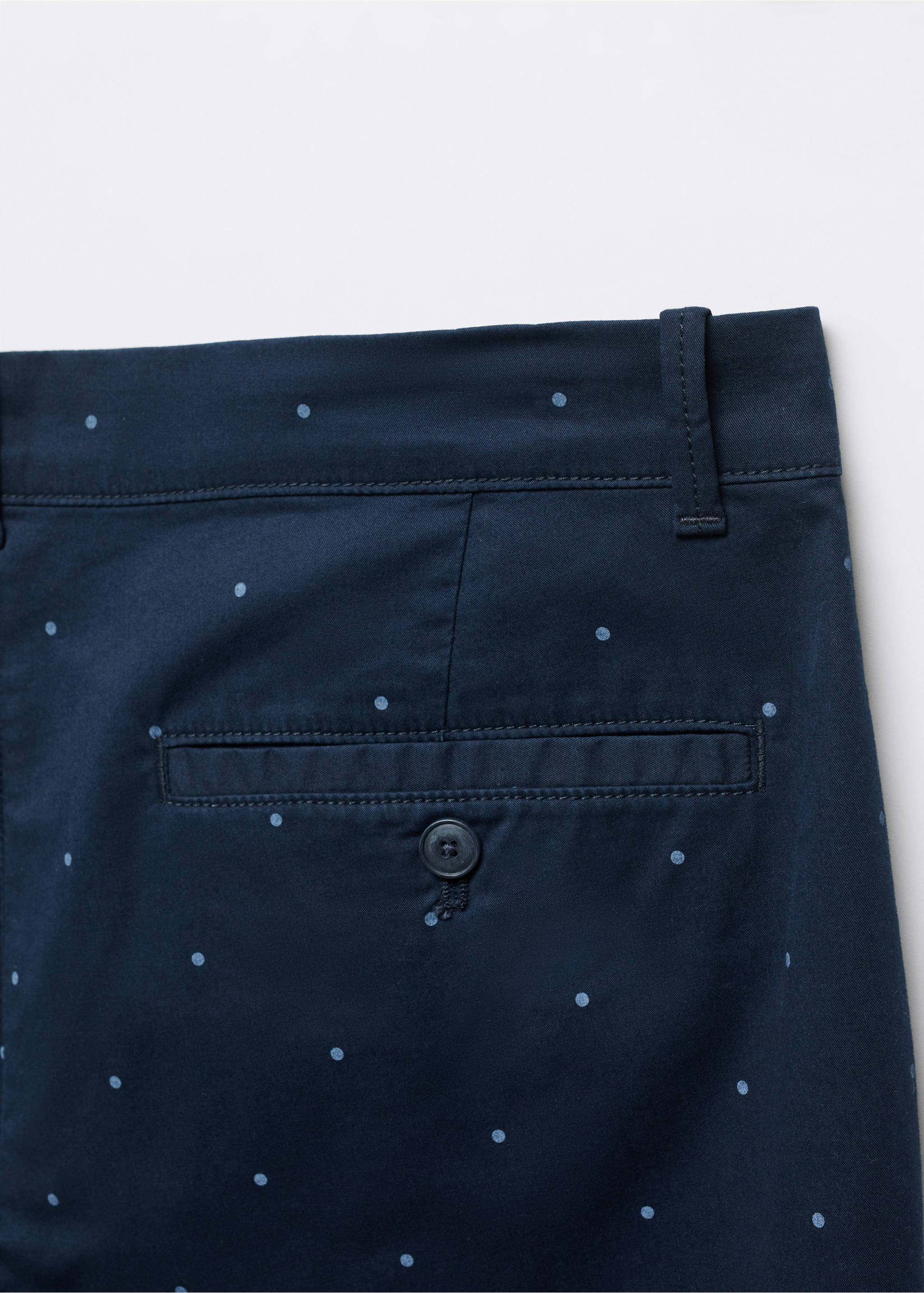 Slim-fit cotton micro-print bermuda shorts - Details of the article 8, Navy. Ref: 57035958-00.