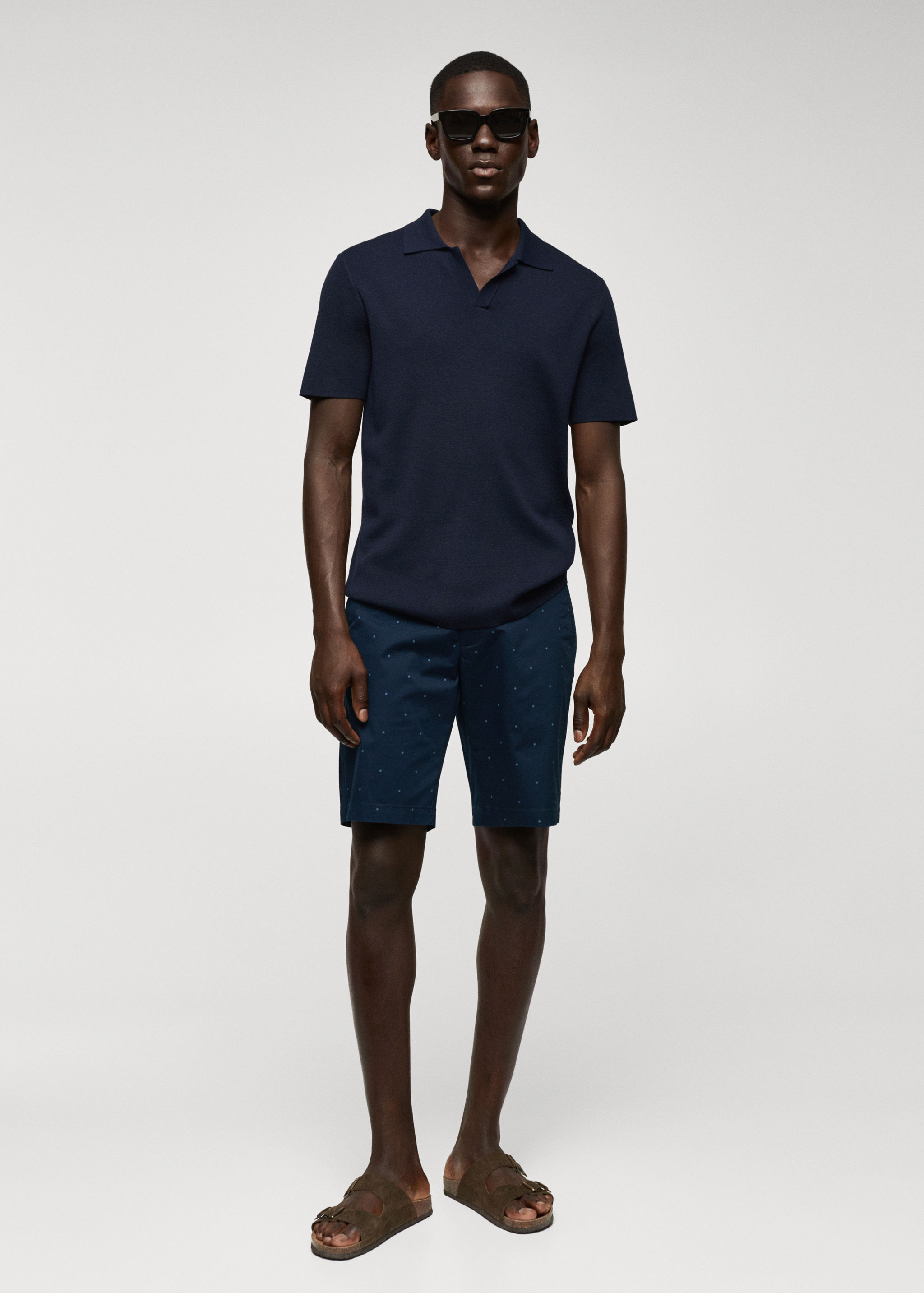 Bermuda slim-fit coton micro-imprimé - Plan général