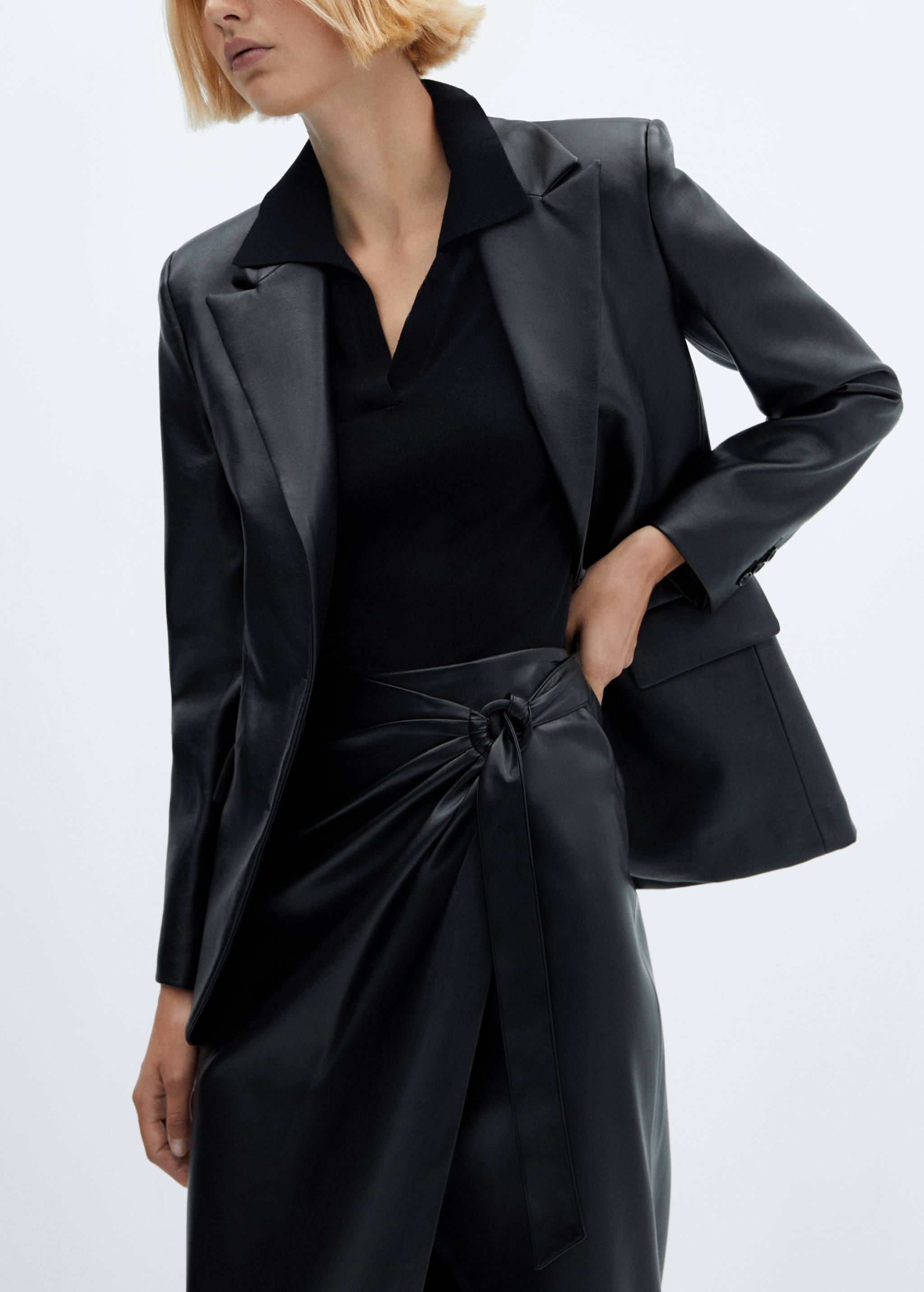 Jupe midi drapée simili-cuir - Détail de l'article 3