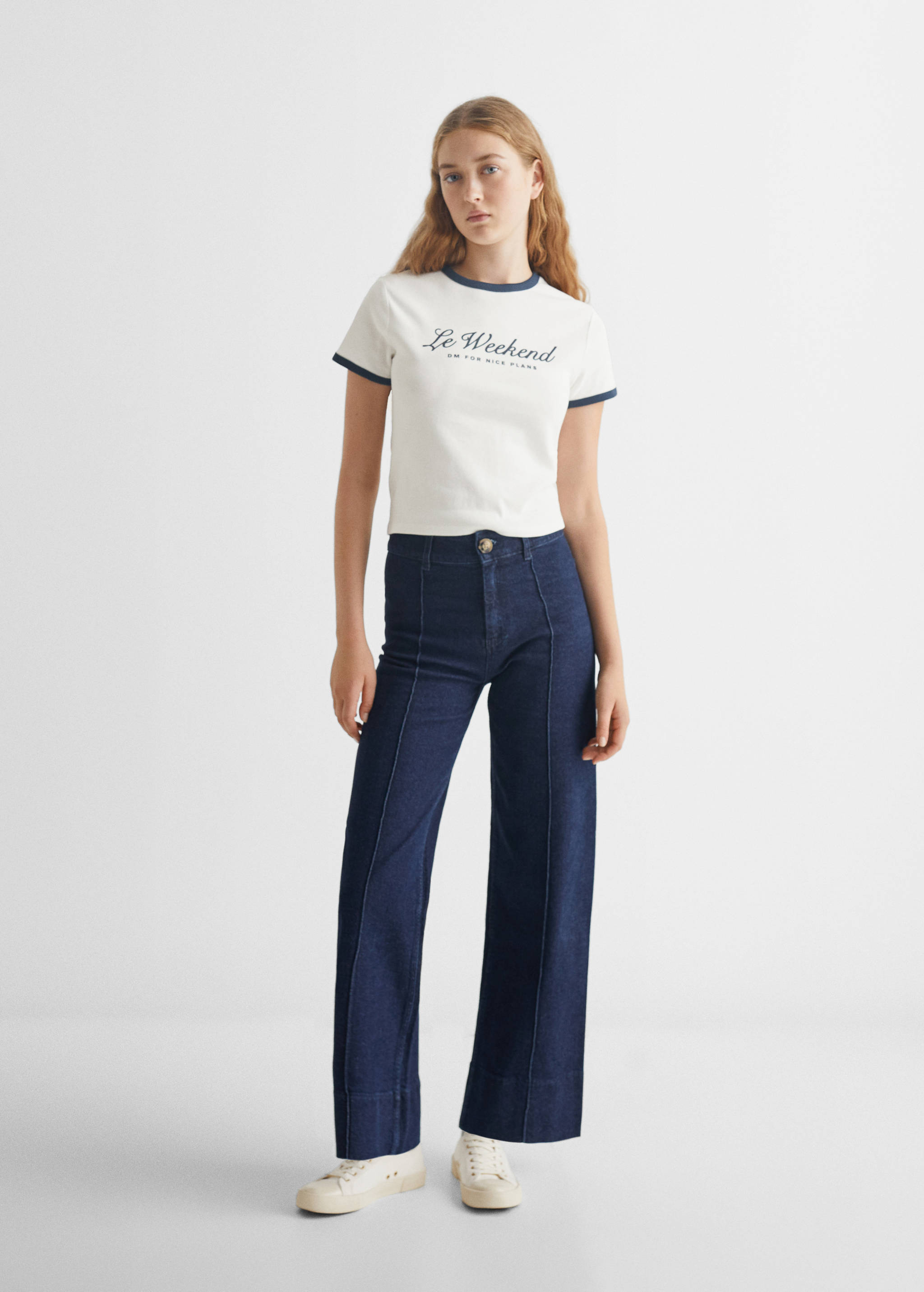 T-shirt crop mensagem - Plano geral