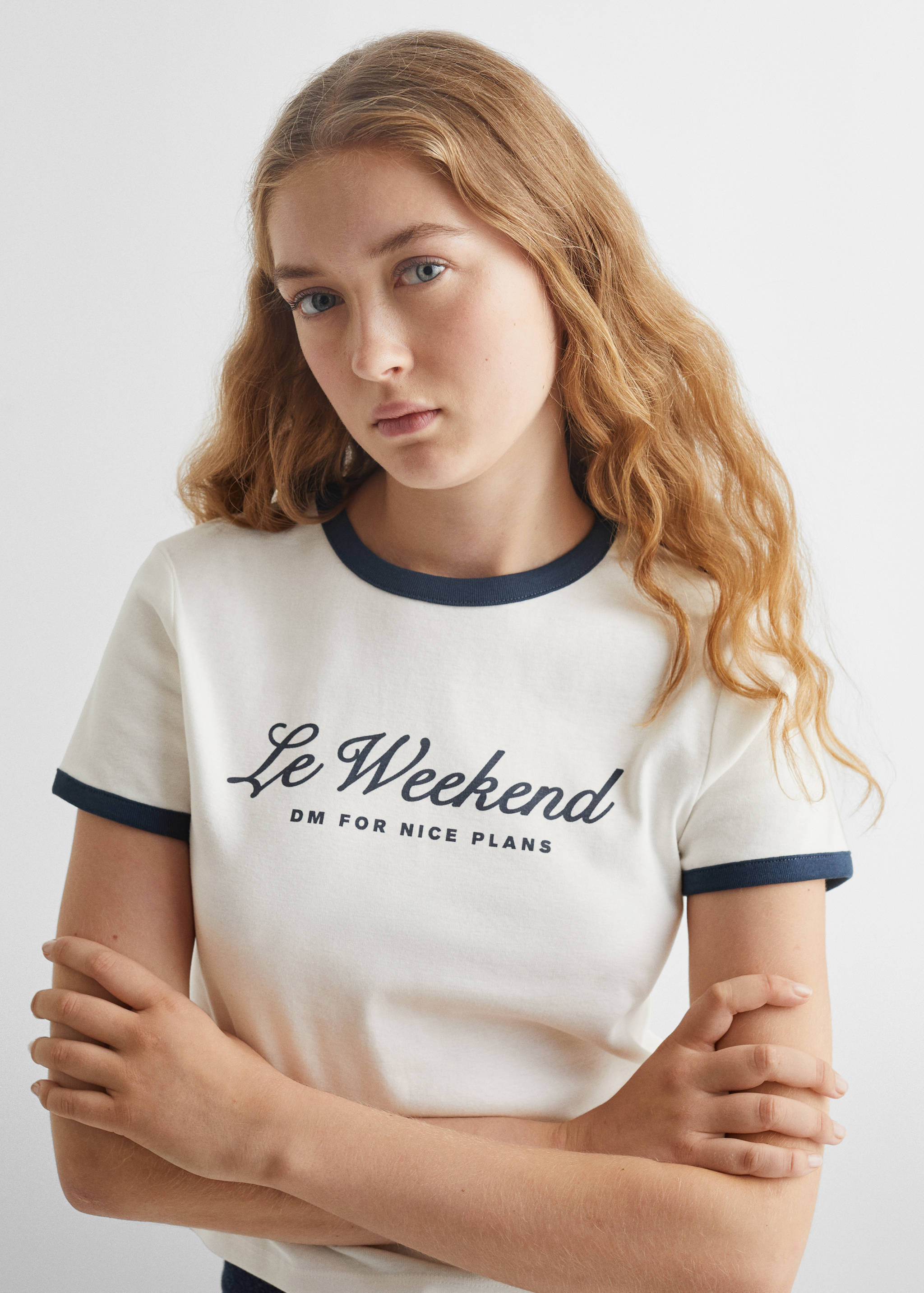 T-shirt crop mensagem - Pormenor do artigo 1