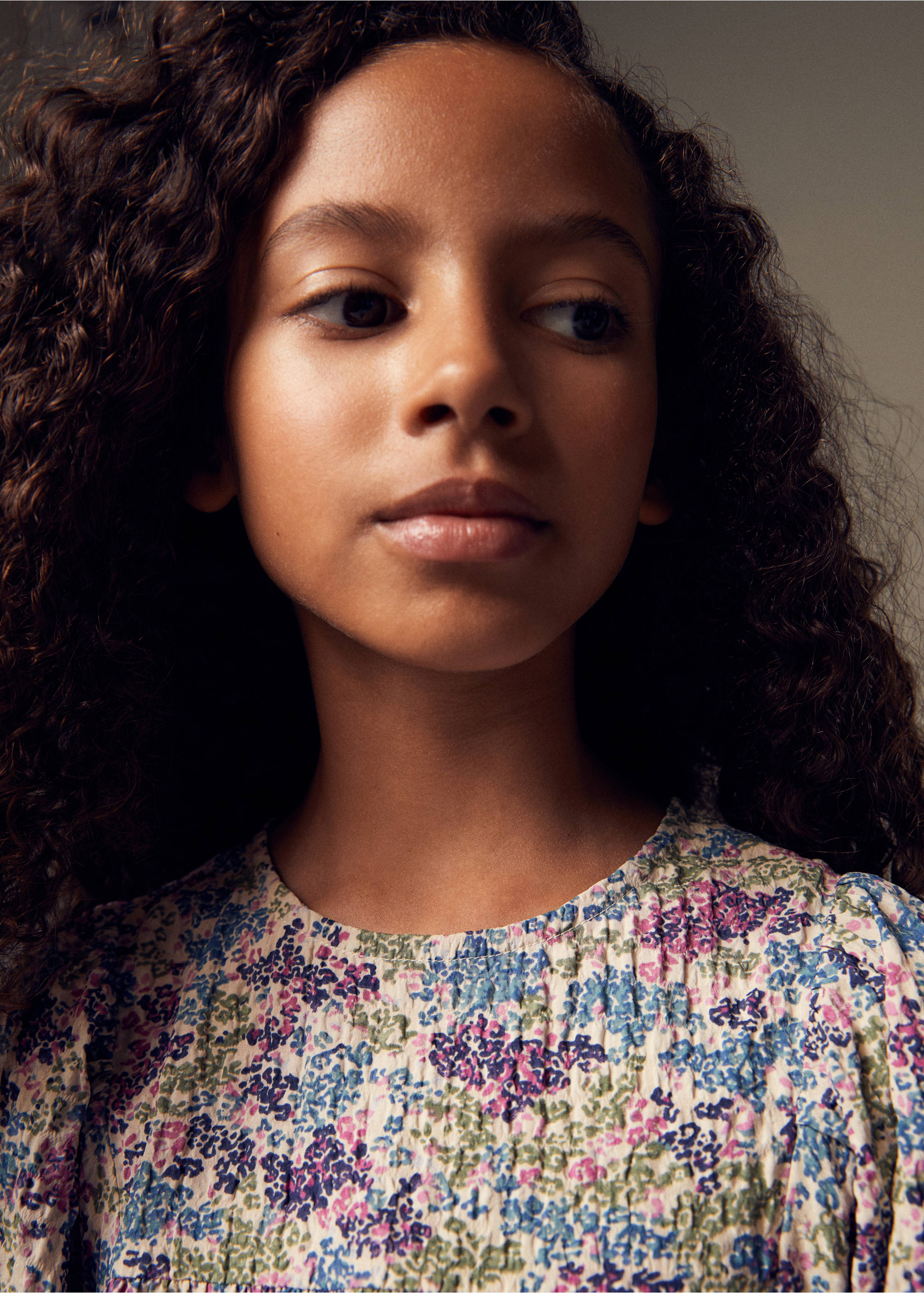 Printed blouse - Details of the article 5, Blue. Ref: 57035988-00.