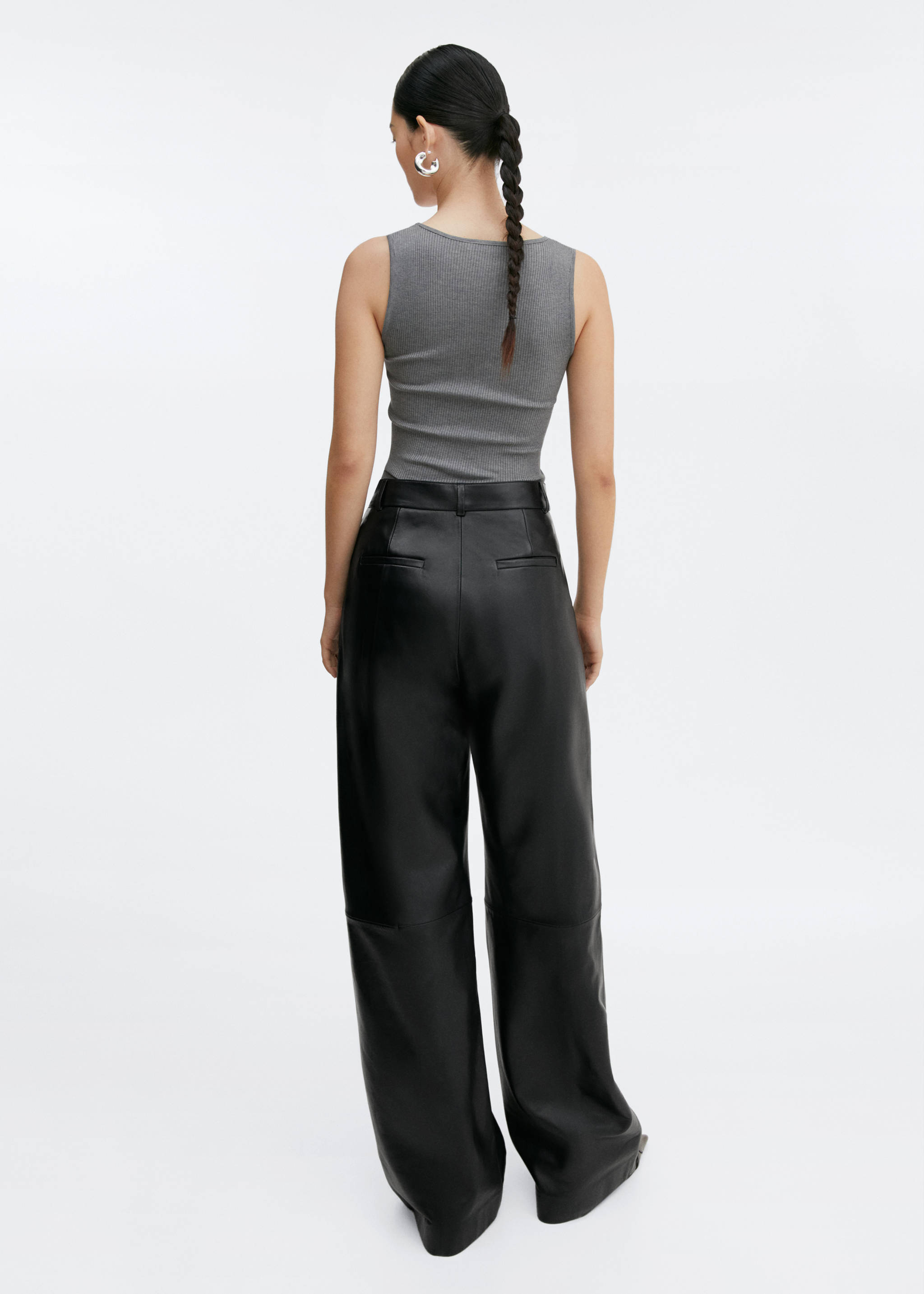 Pantalon droit cuir taille haute - Verso de l’article