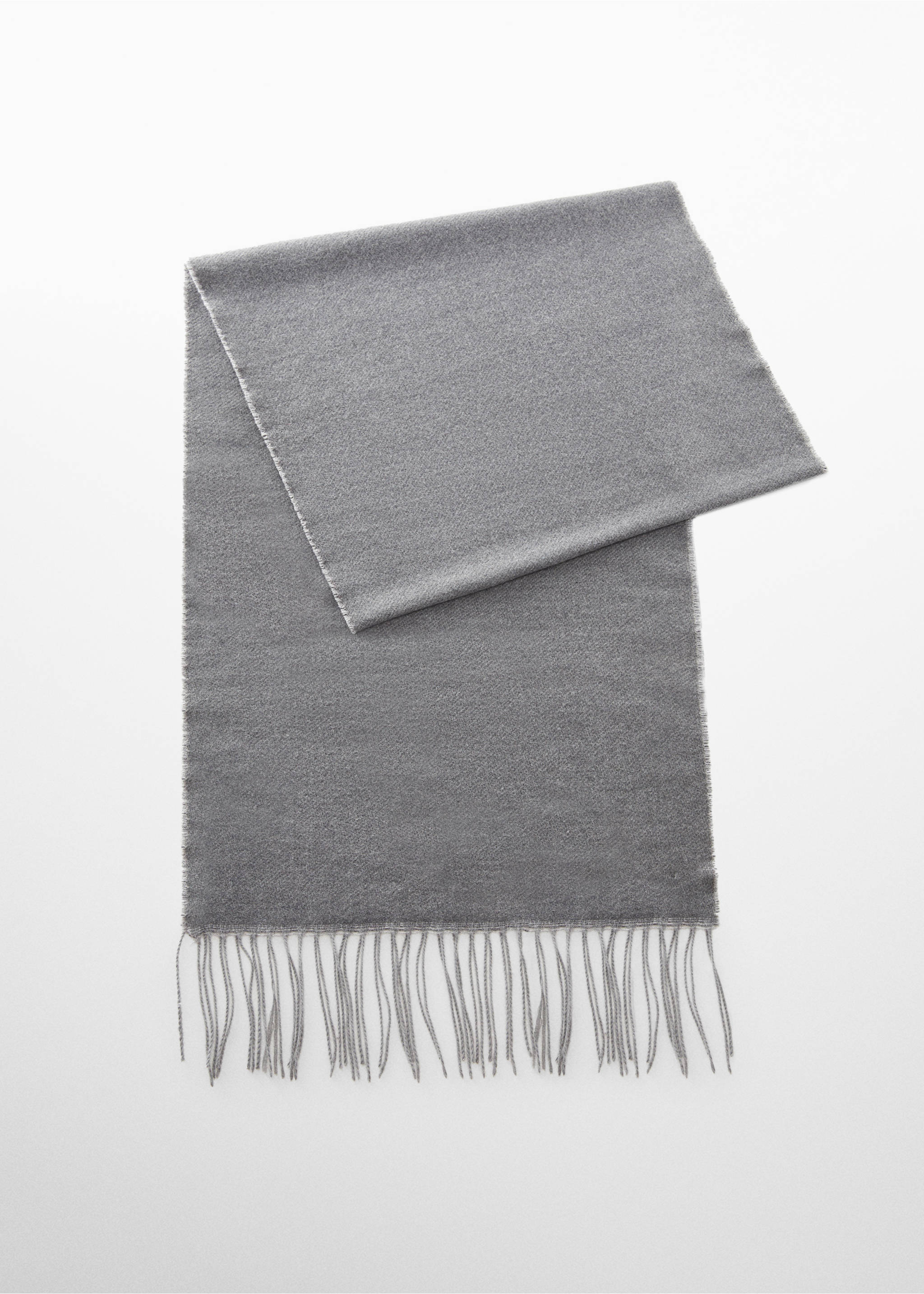 Two-tone fringed scarf - Article without model, Grey. Ref: 57036002-00.