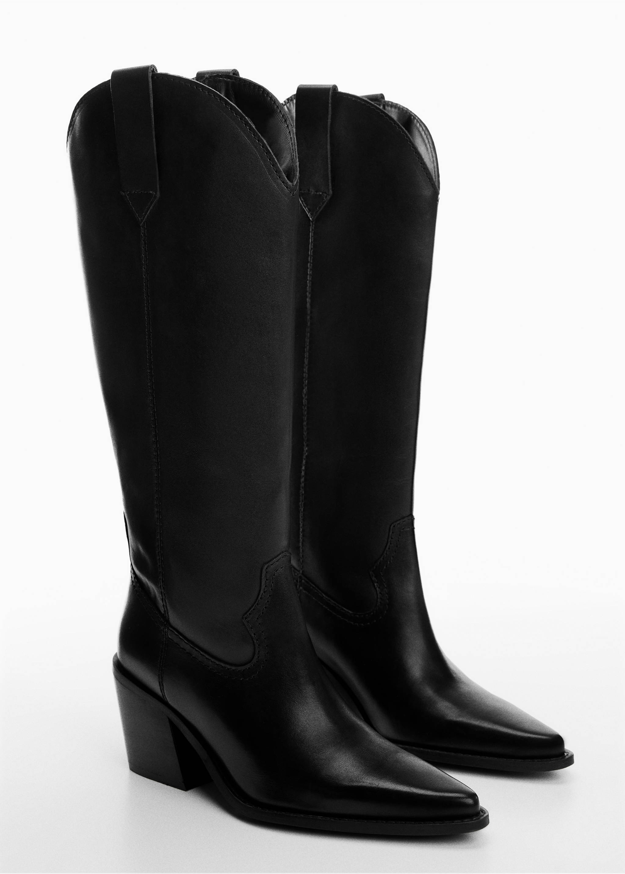 Cowboy leather boots - Medium plane, Black. Ref: 57036012-00.