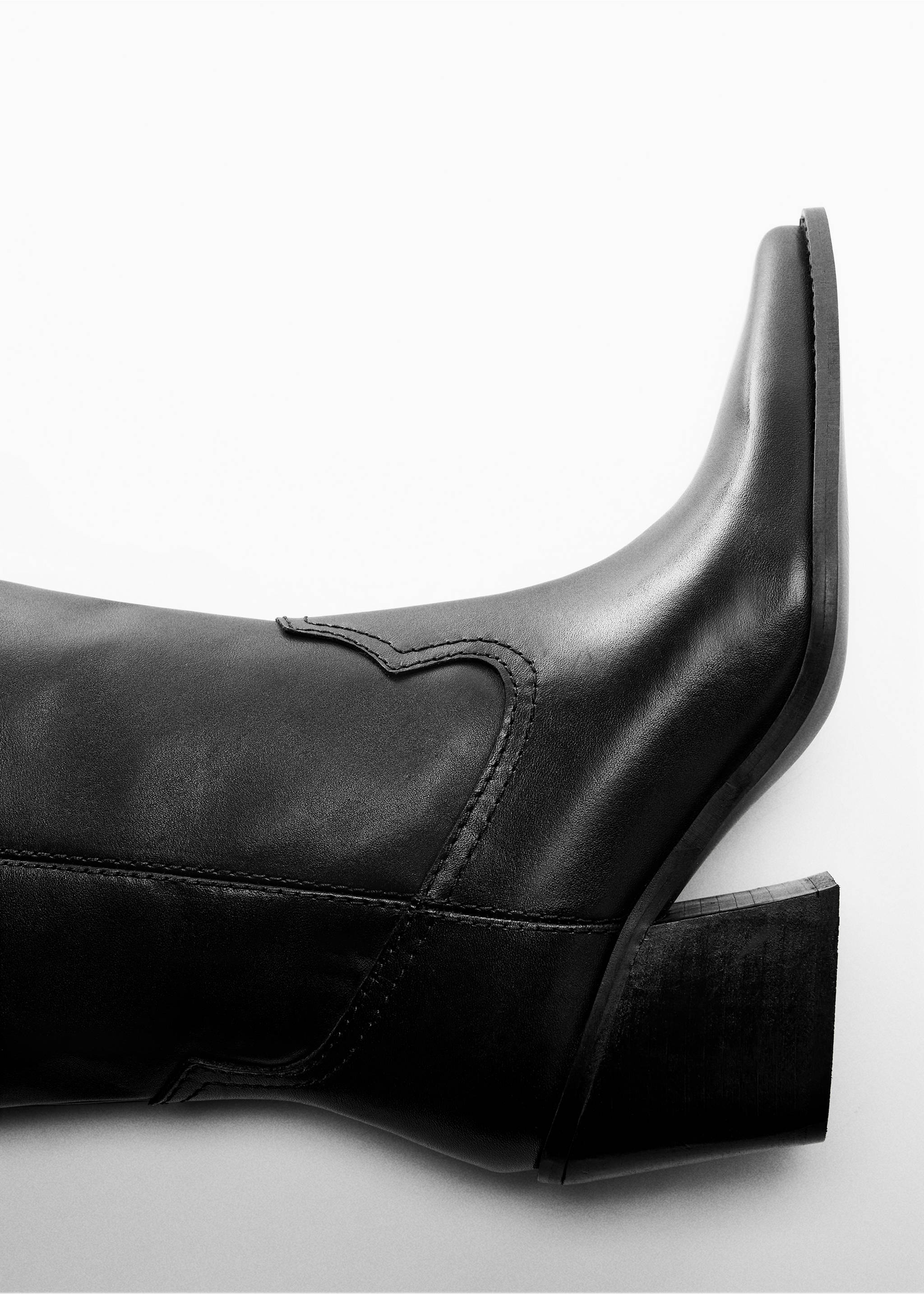Cowboy leather boots - Details of the article 5, Black. Ref: 57036012-00.