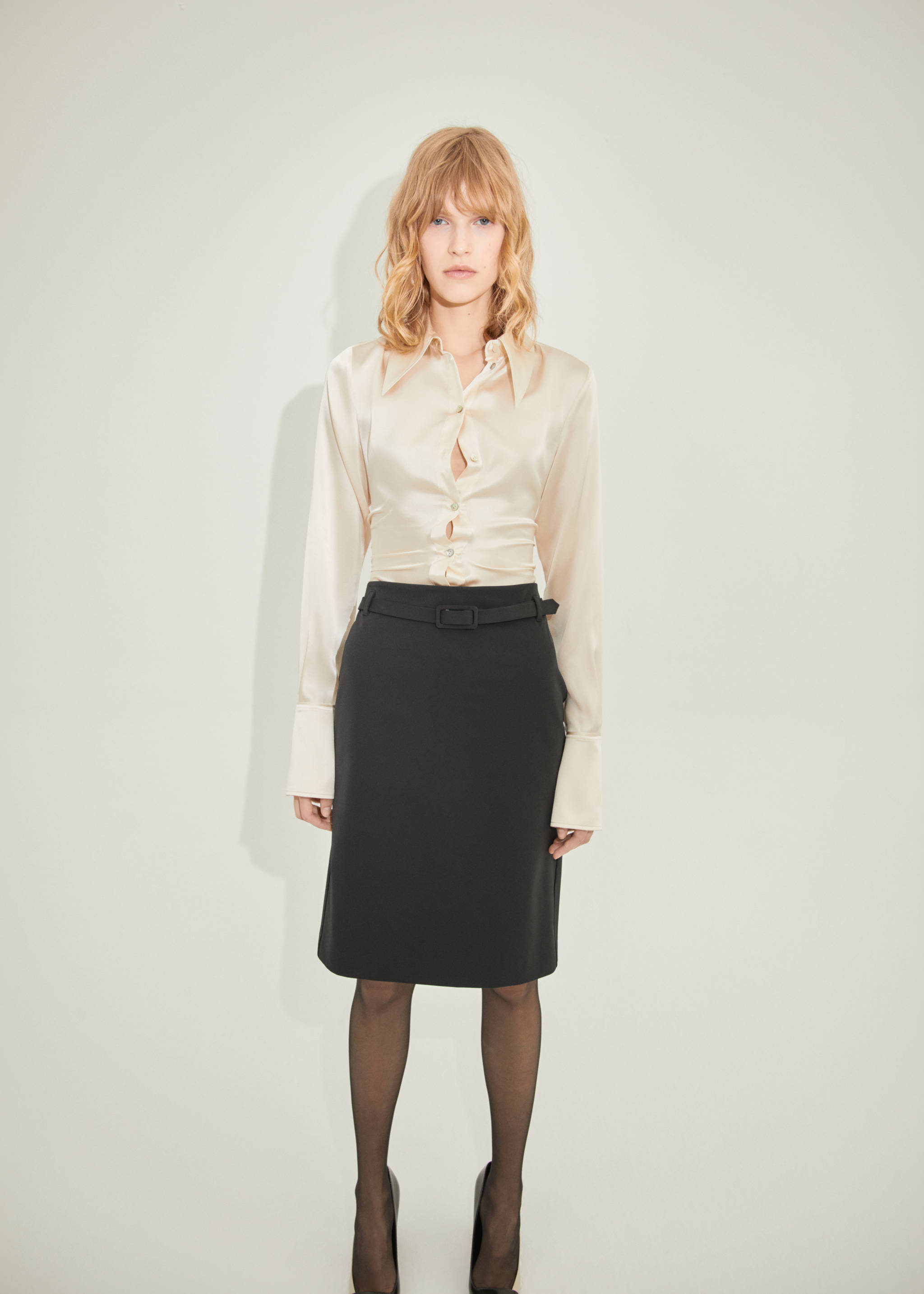 Pencil belt skirt - General plane, Black. Ref: 57036017-00.
