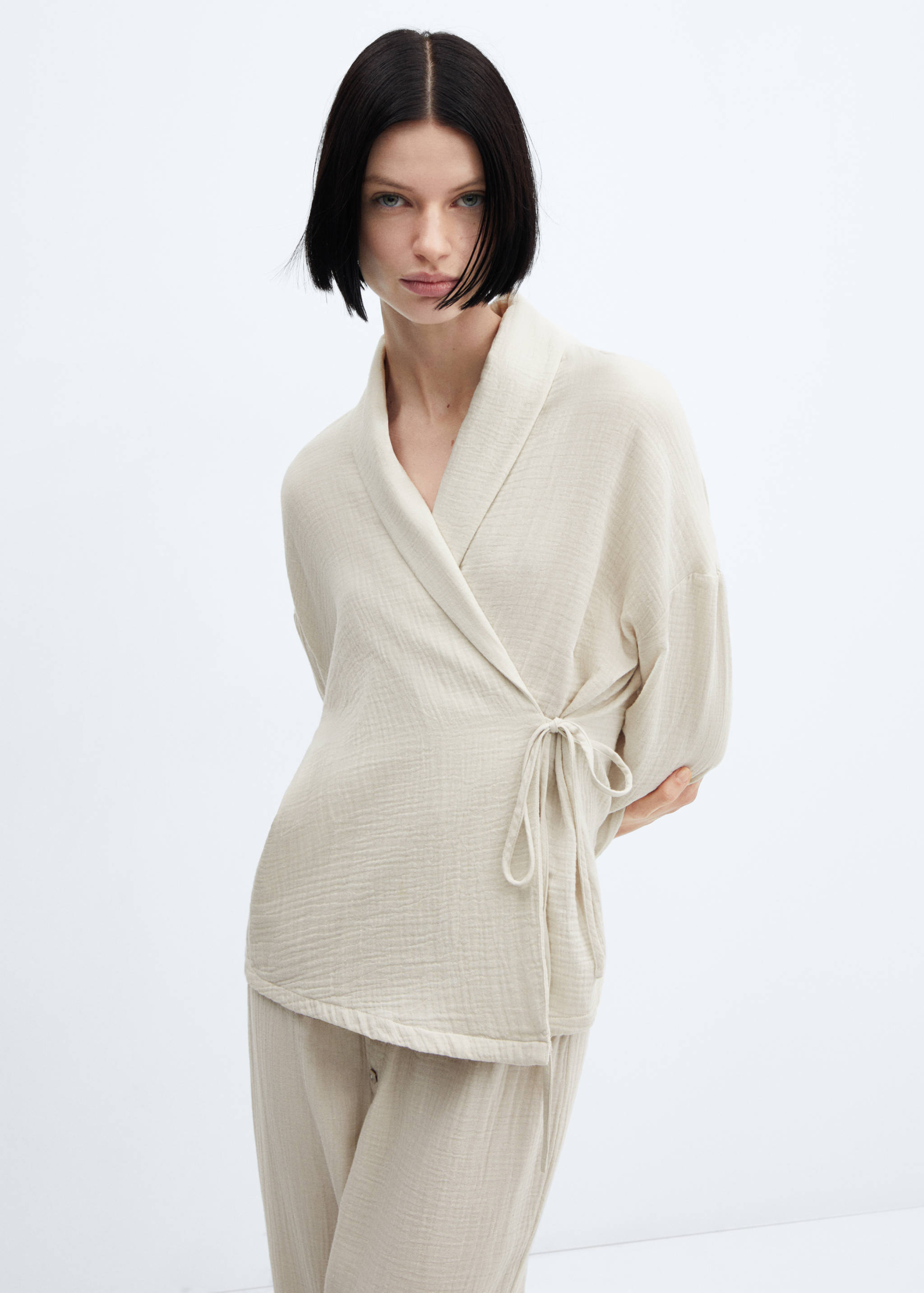 Chemise pyjama gaze de coton - Plan moyen