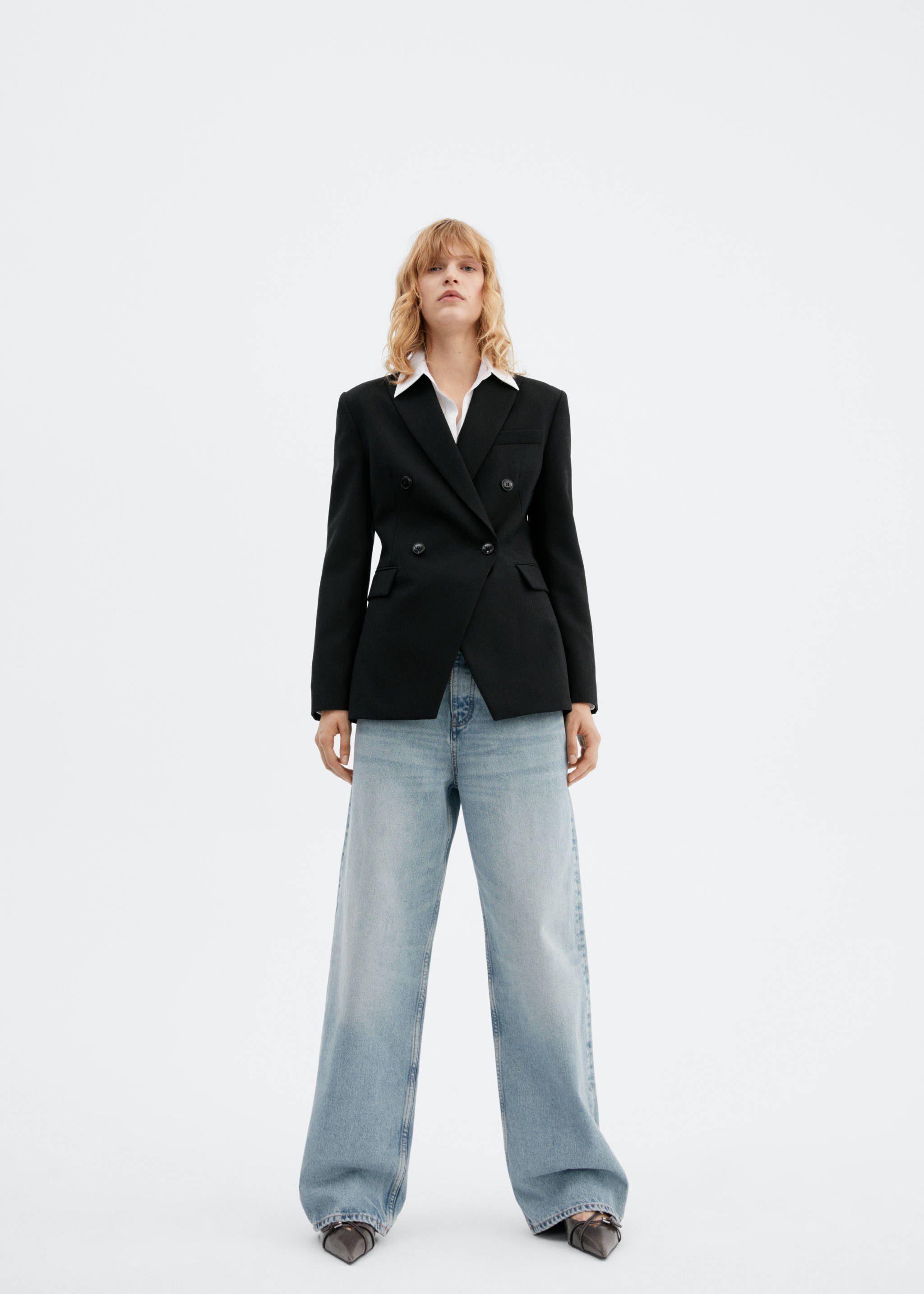 Wide leg mid-rise jeans - General plane