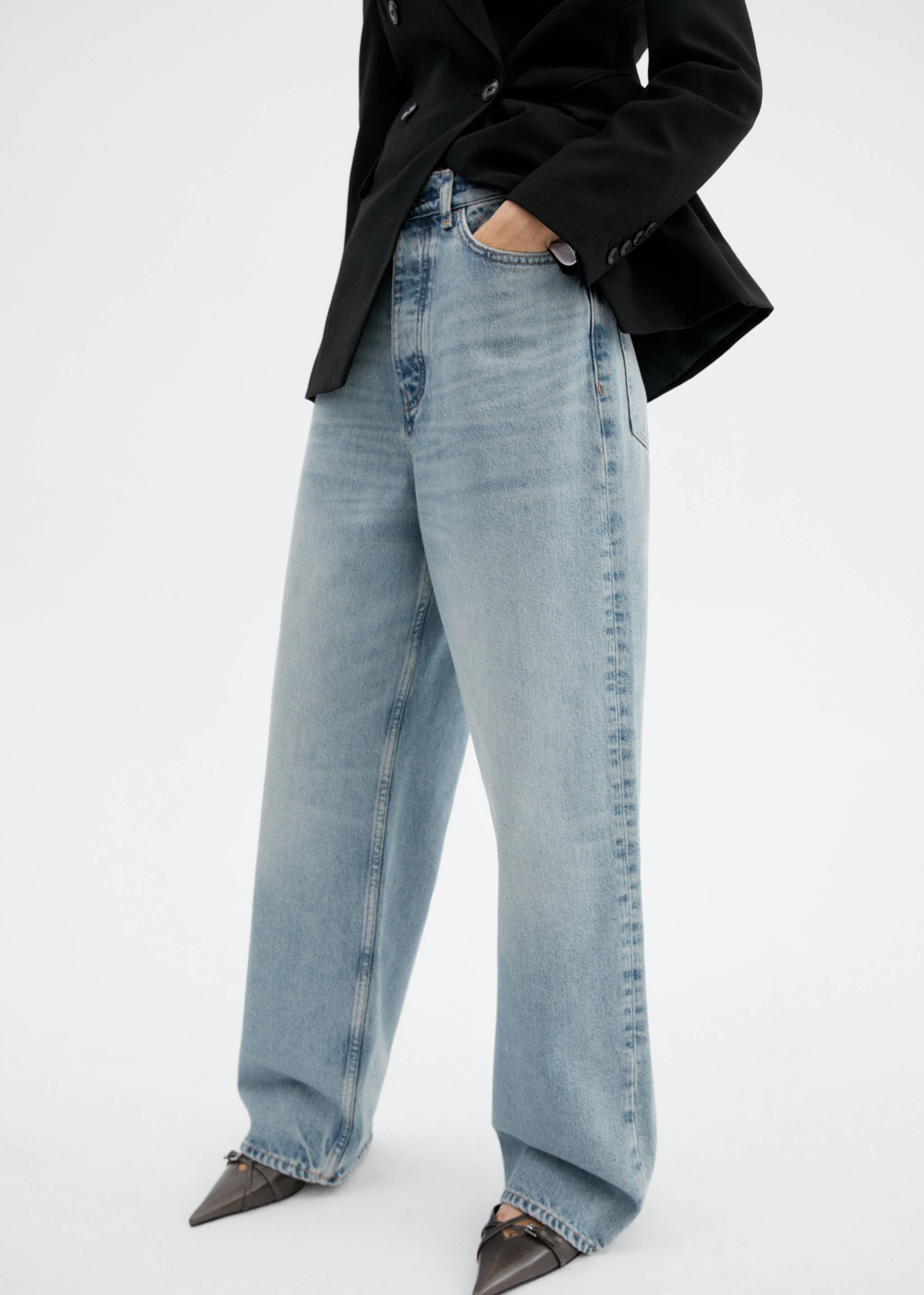 Wide leg mid-rise jeans - Medium plane