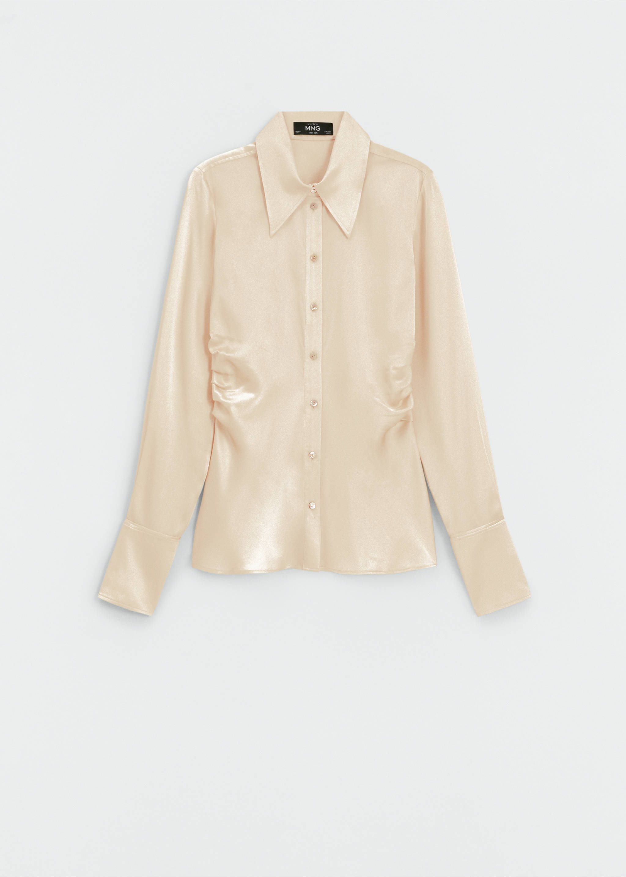 Silk shirt with side drape - Article without model, Ecru. Ref: 57036022-00.