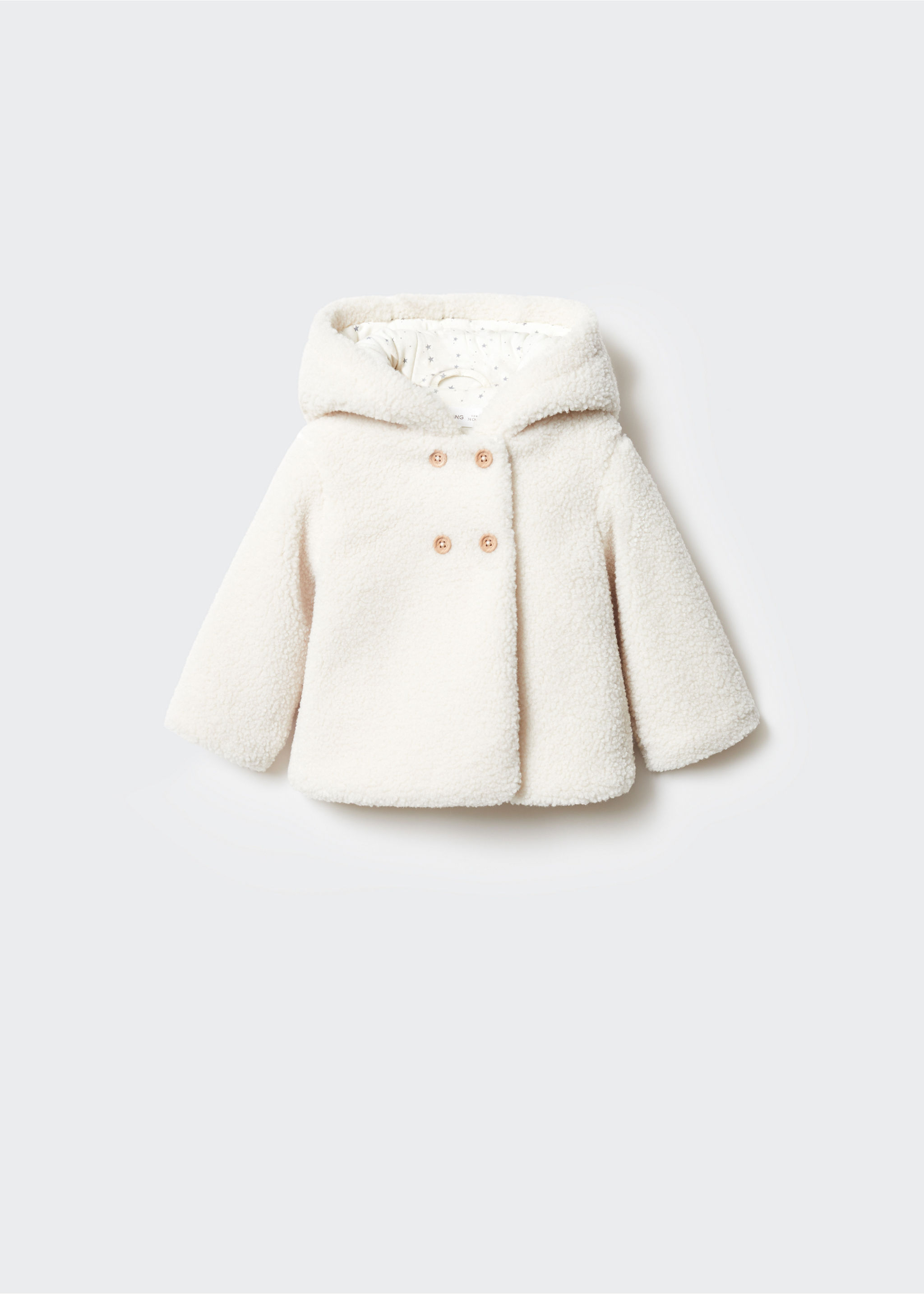 Double-breasted coat with shearling-effect lining - Article without model