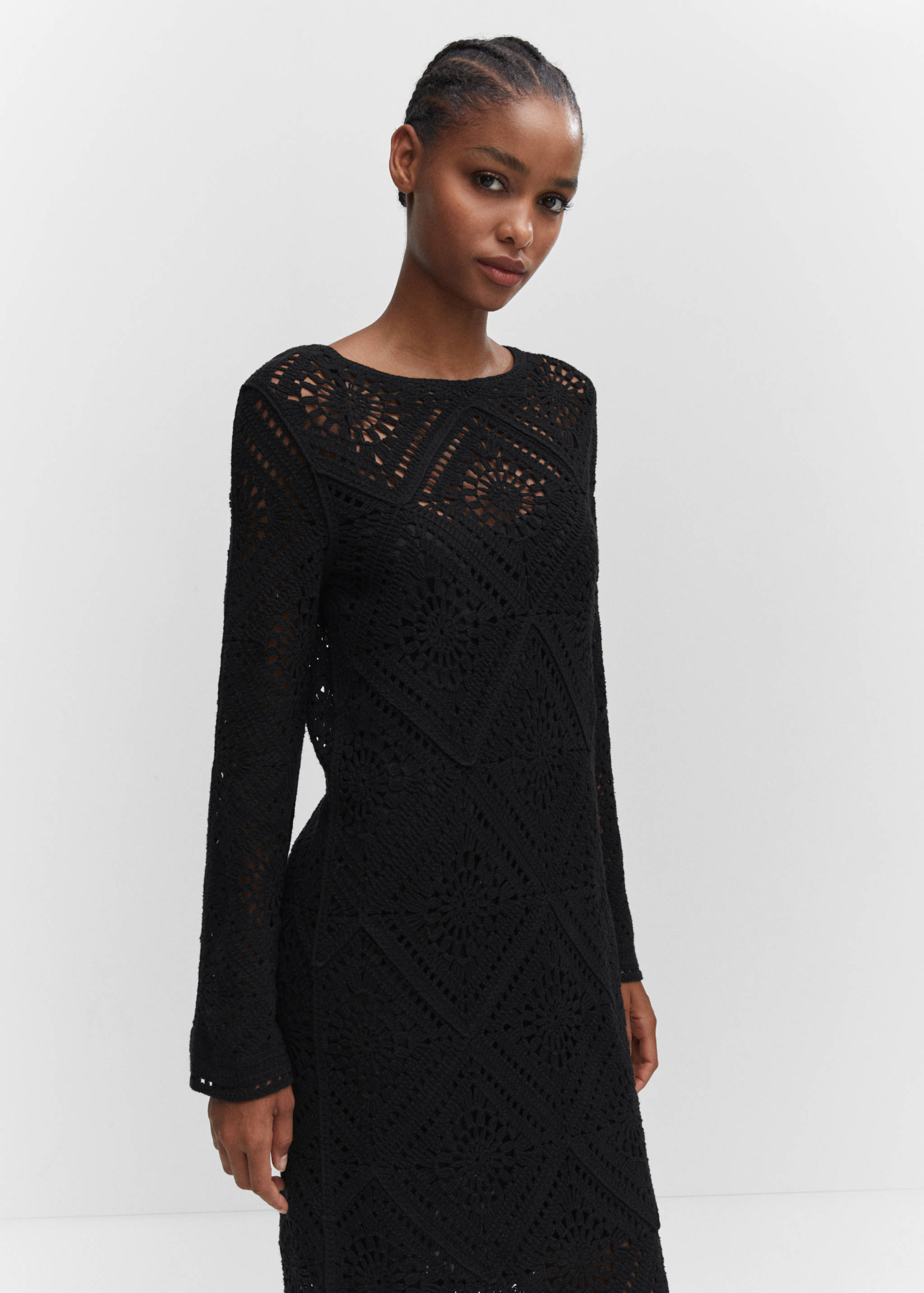 Flared-sleeve crochet dress - Medium plane